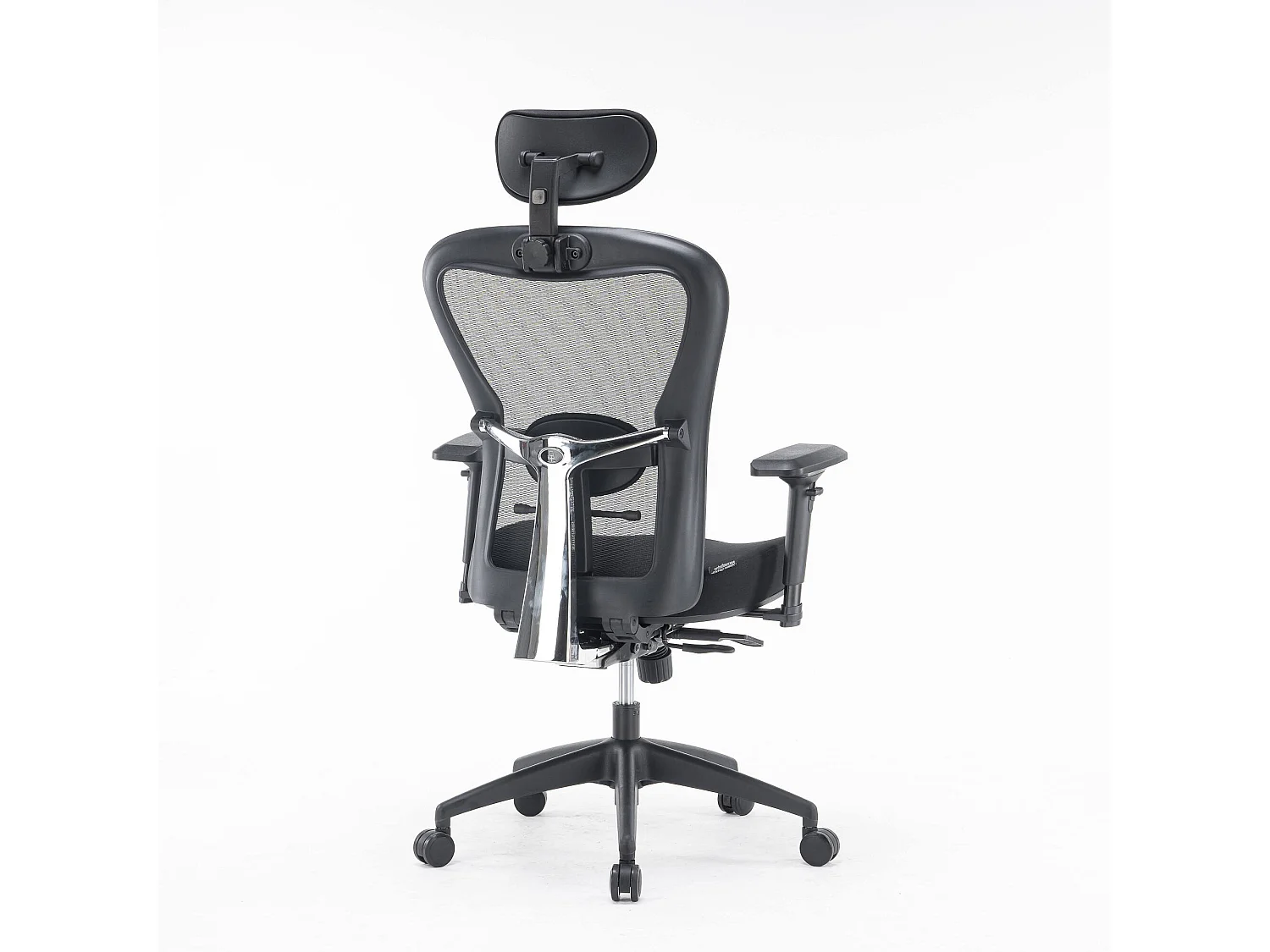 Chaise de bureau Auckland, Chaise de direction en maille avec accoudoirs, Siège de bureau ergonomique, 66x68h120/132 cm, Noir