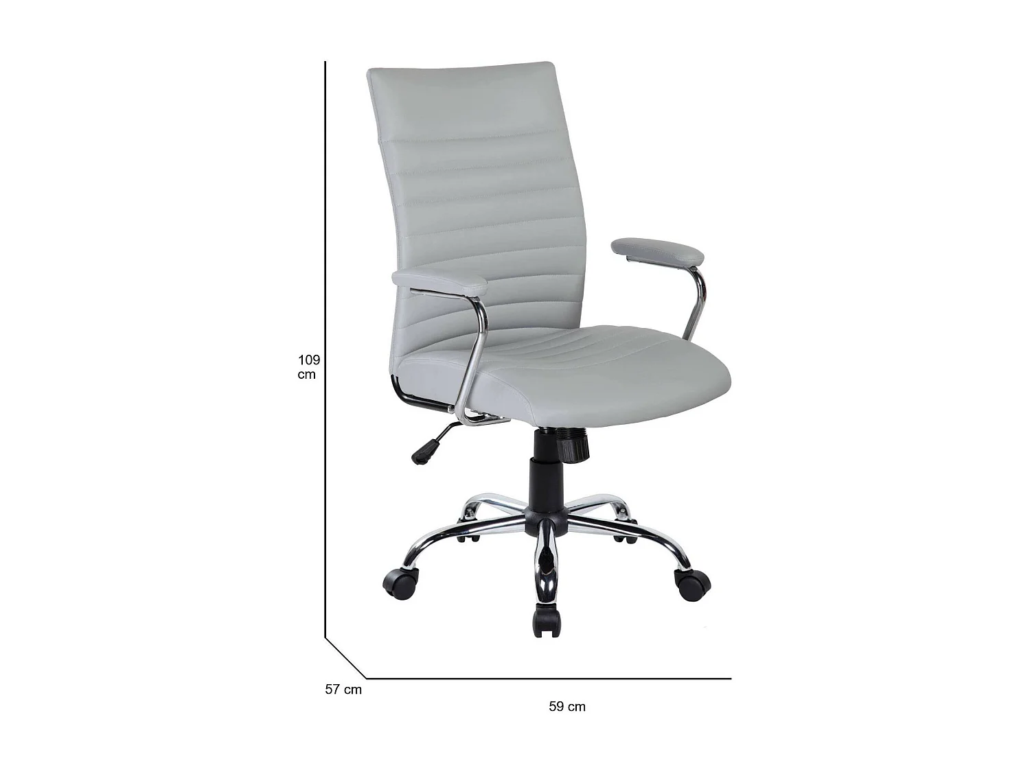 Bürostuhl Wollongong, Chefsessel mit Armlehnen, Ergonomischer Bürostuhl, 57x59h100/109 cm, Grau