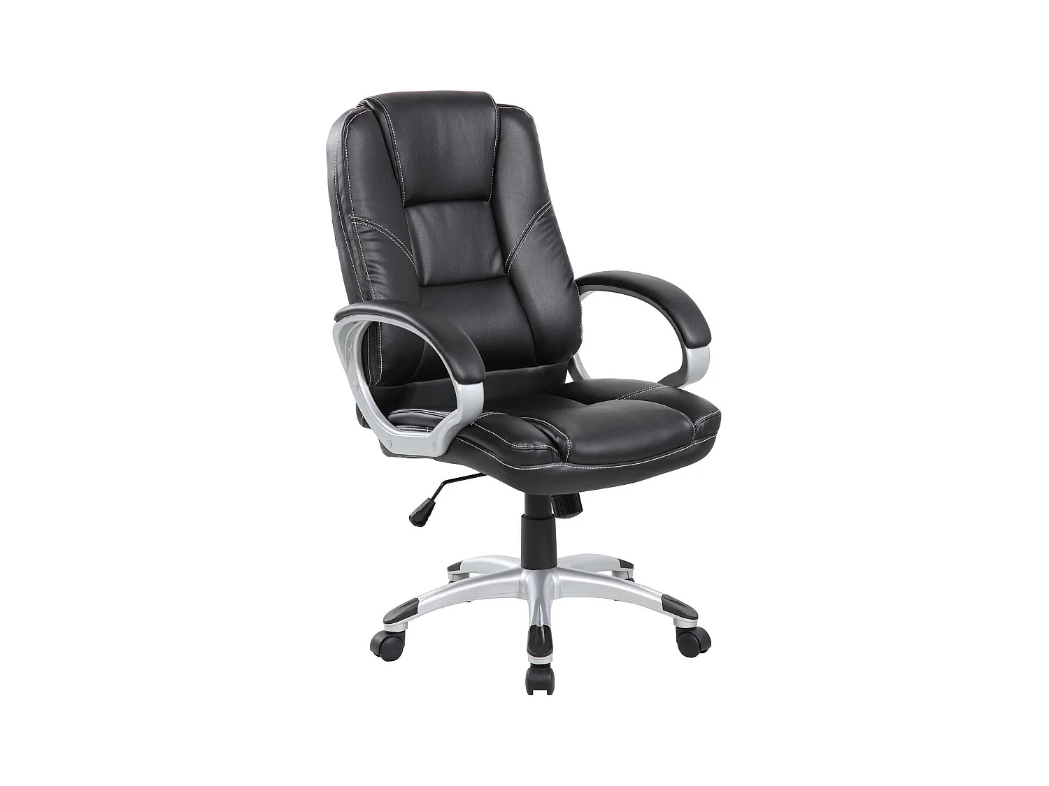 Bürostuhl Tamworth, Chefsessel mit Armlehnen, Ergonomischer Bürostuhl, 69x63h105/116 cm, Schwarz