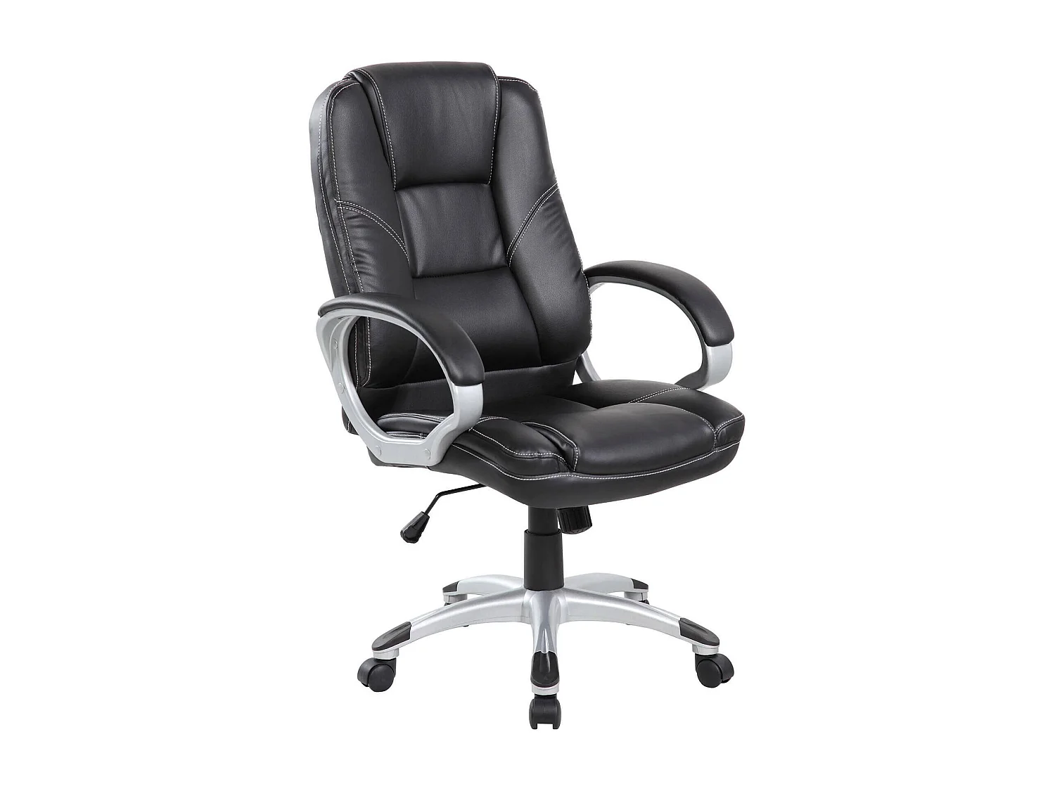 Bürostuhl Tamworth, Chefsessel mit Armlehnen, Ergonomischer Bürostuhl, 69x63h105/116 cm, Schwarz