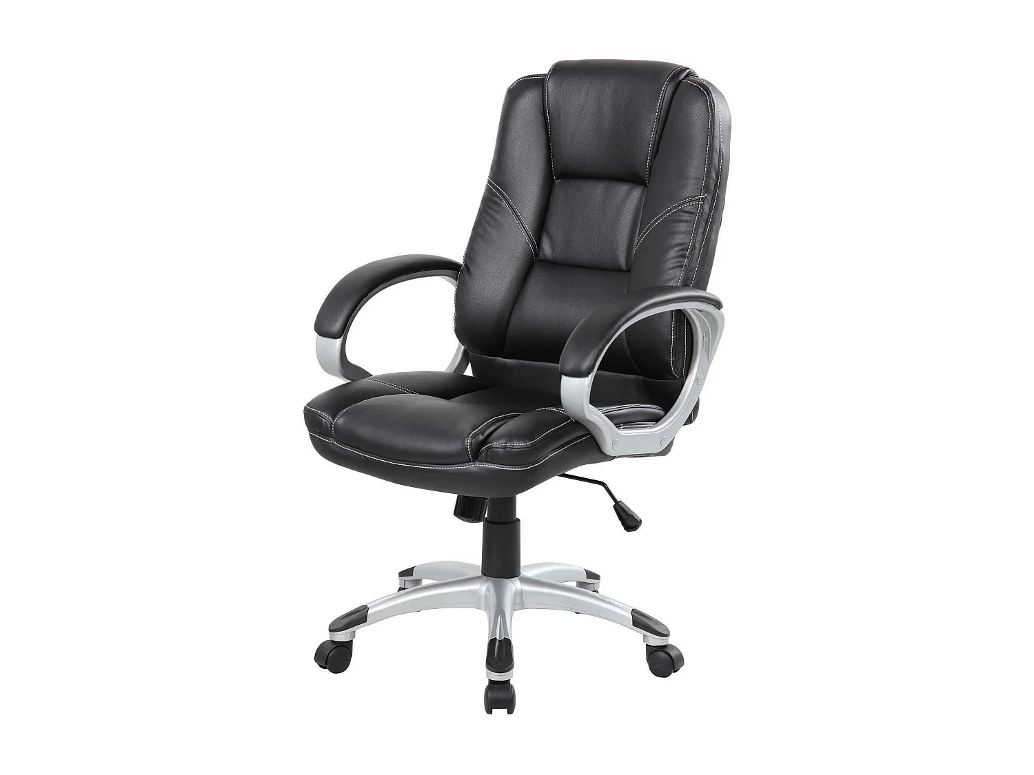 Bürostuhl Tamworth, Chefsessel mit Armlehnen, Ergonomischer Bürostuhl, 69x63h105/116 cm, Schwarz
