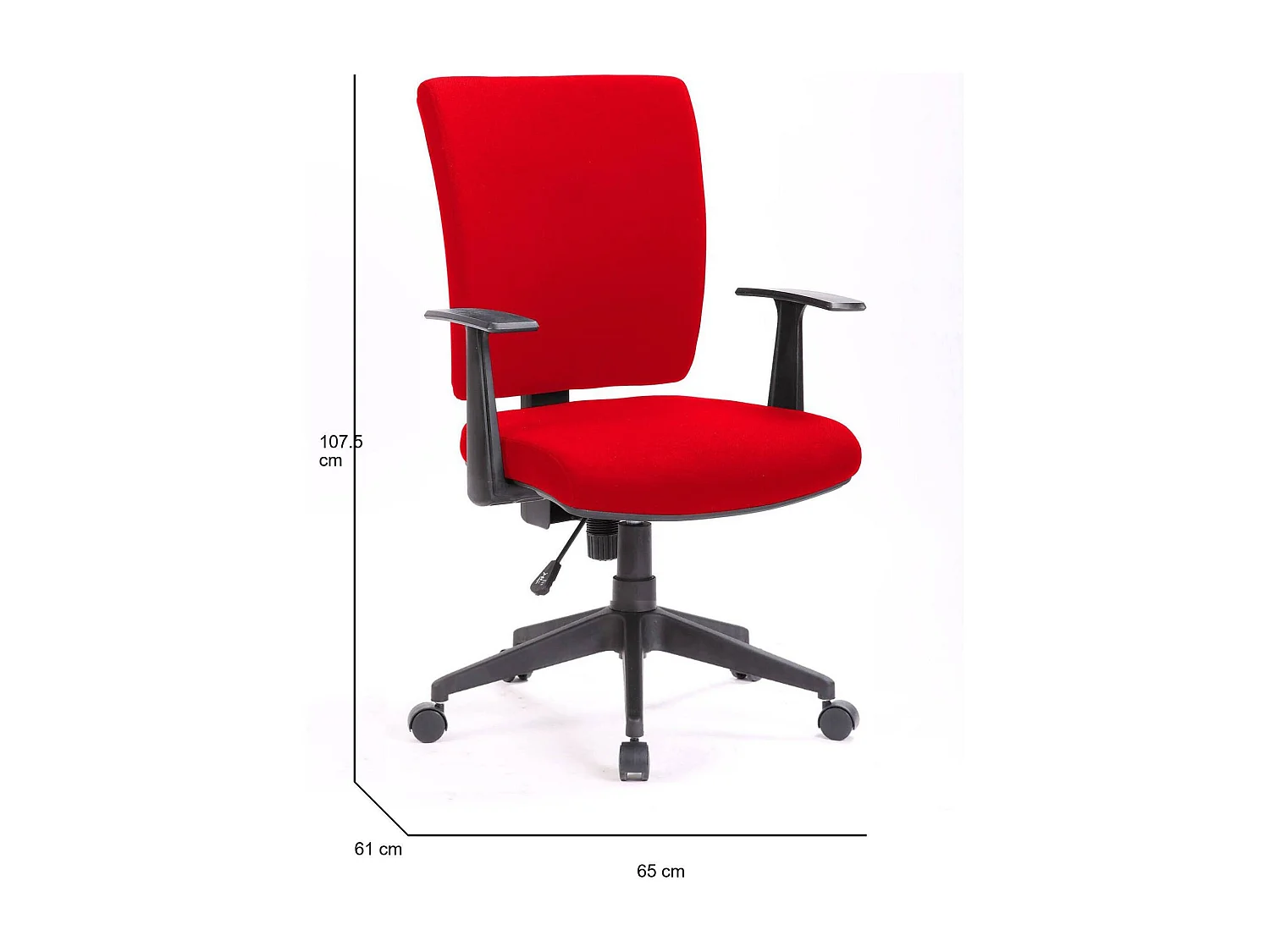 Sedia da ufficio Palmerston, Poltrona direzionale con braccioli, Seduta ergonomica da ufficio, 61x65h98/108 cm, Rosso