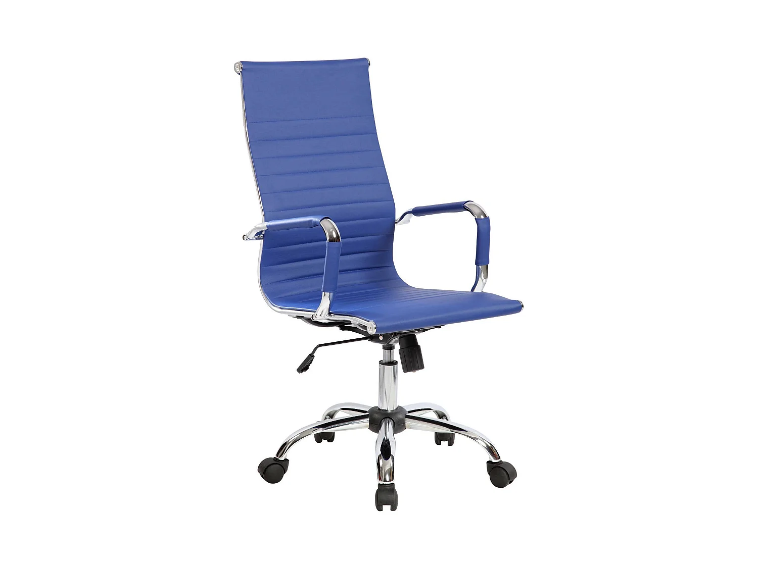 Silla de oficina Picton, Sillón ejecutivo con reposabrazos, Silla de oficina ergonómica, Azul, 63x54h106/116 cm