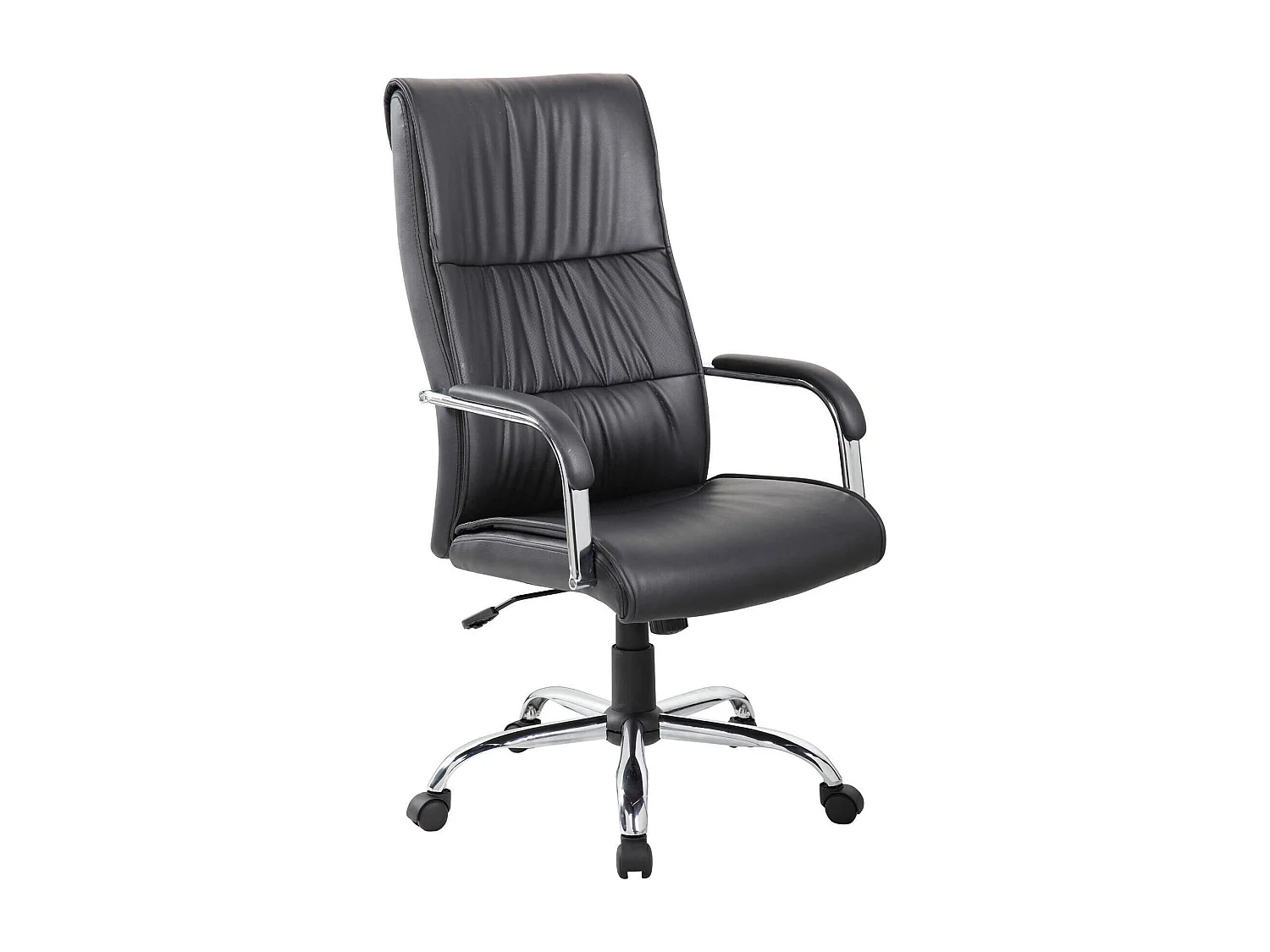 Bendigo bureaustoel, Hoge presidentiële fauteuil met armleuningen, Ergonomische bureaustoel, 69x60h120/130 cm, Zwart