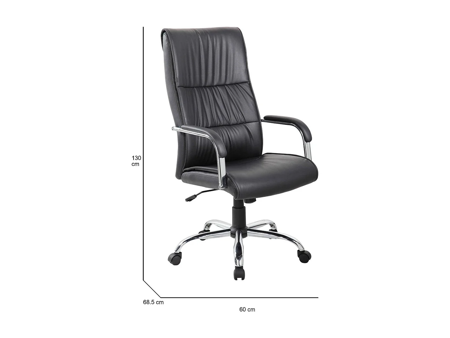 Silla de oficina Bendigo, Sillón alto presidencial con reposabrazos, Silla de oficina ergonómica, 69x60h120/130 cm, Negro