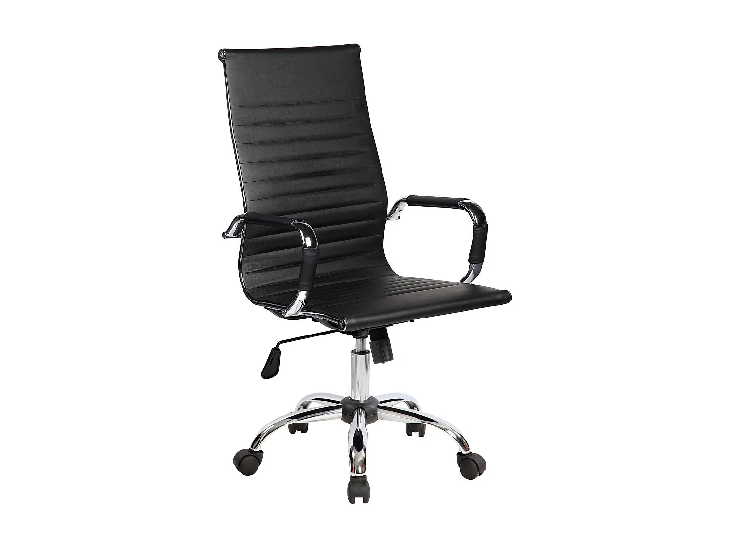 Milton bureaustoel, Executive fauteuil met armleuningen, Ergonomische bureaustoel, Zwart, 63x54h106/116 cm
