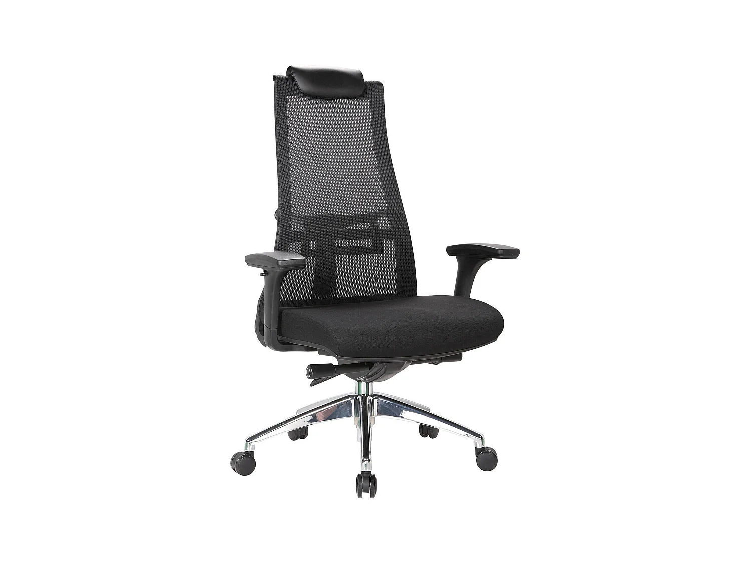 Chaise de bureau Sydney, Chaise de direction en maille avec accoudoirs, Siège de bureau ergonomique, 71x69h110/118 cm, Noir