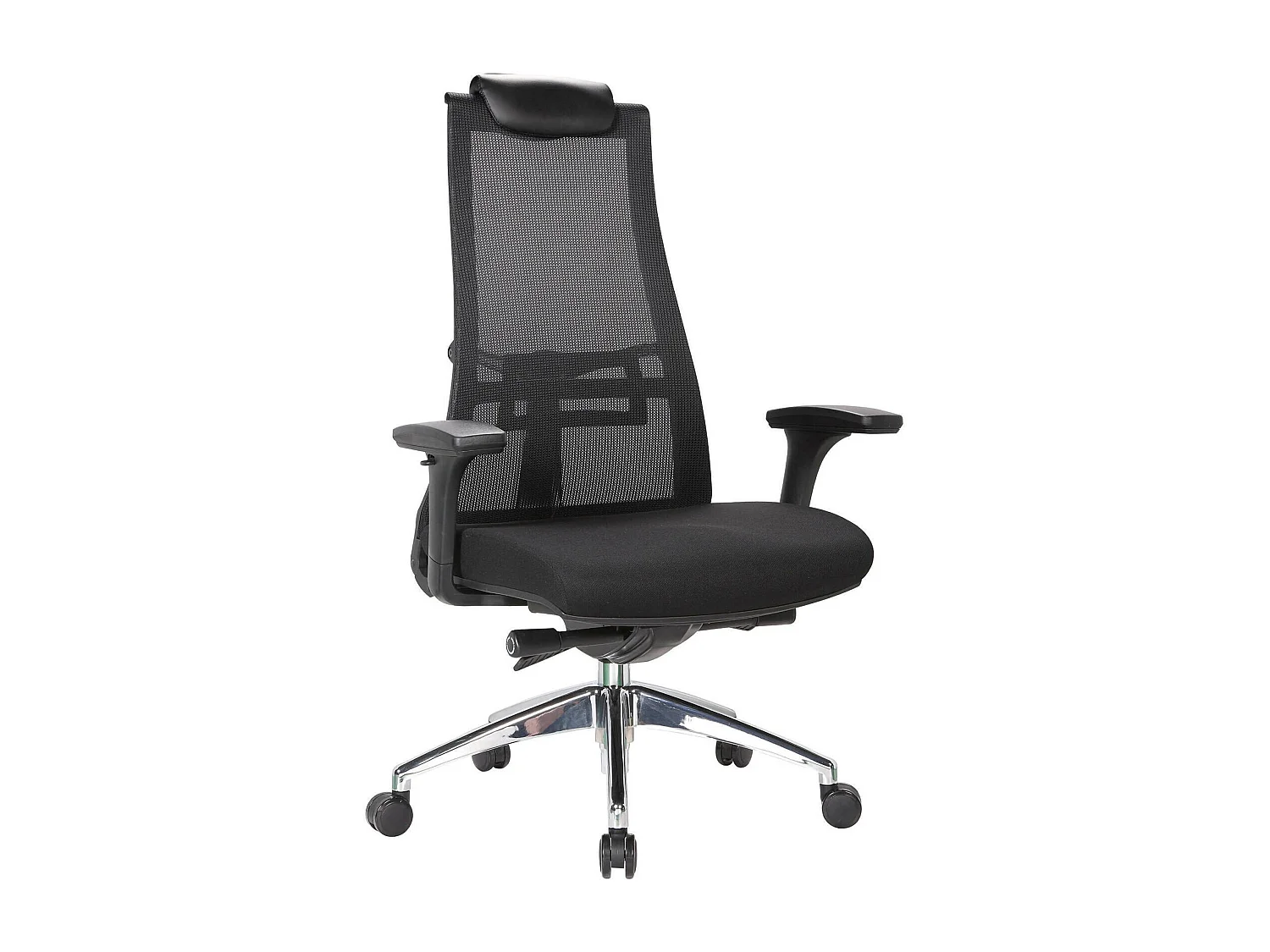 Chaise de bureau Sydney, Chaise de direction en maille avec accoudoirs, Siège de bureau ergonomique, 71x69h110/118 cm, Noir