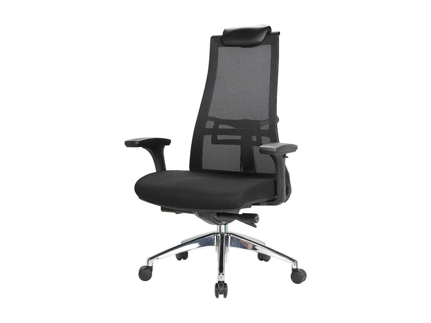 Chaise de bureau Sydney, Chaise de direction en maille avec accoudoirs, Siège de bureau ergonomique, 71x69h110/118 cm, Noir