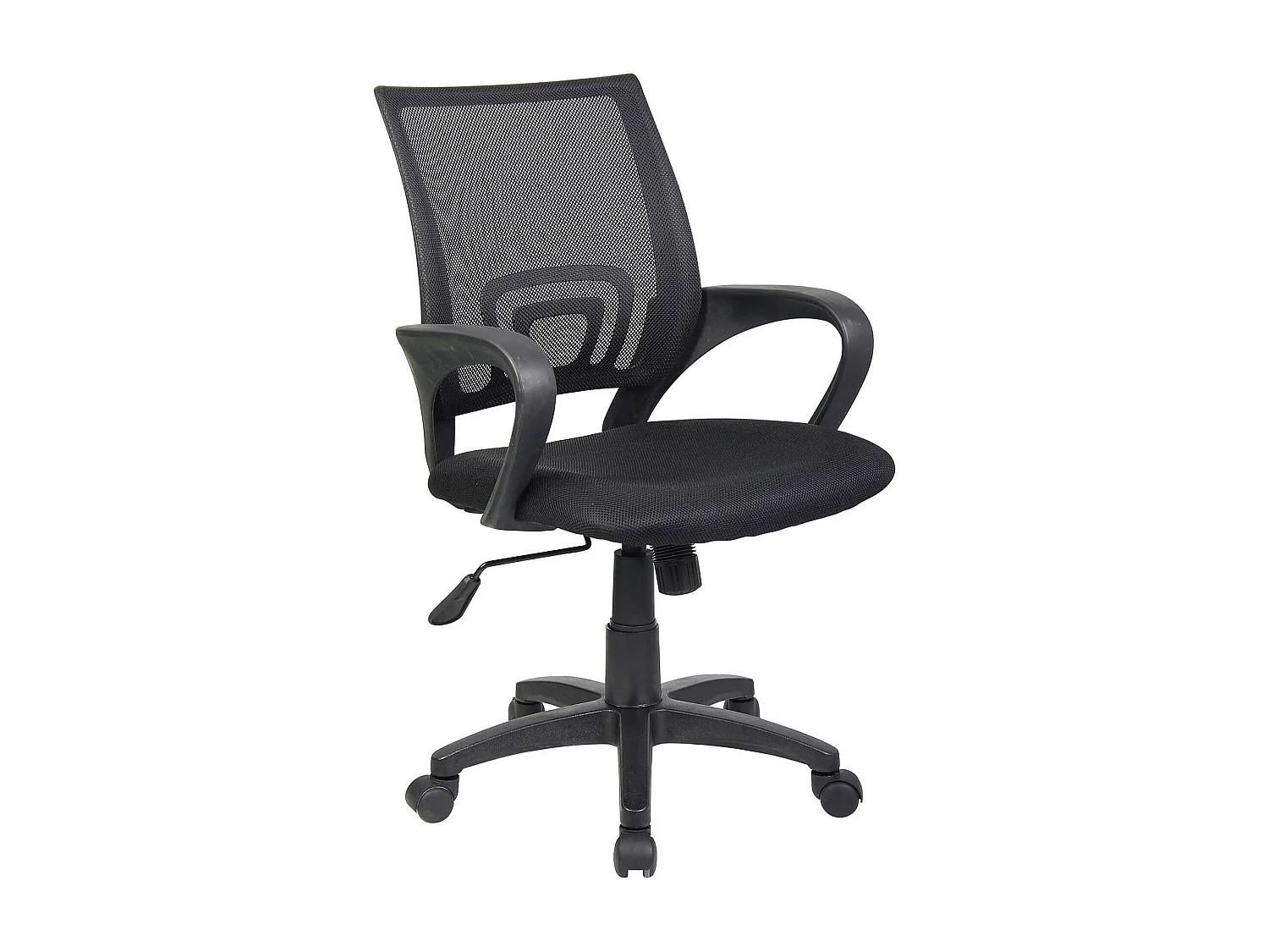 Bürostuhl Lismore, Mesh-Arbeitsstuhl mit Armlehnen, Ergonomischer Bürositz, 59x54h90/100 cm, Schwarz