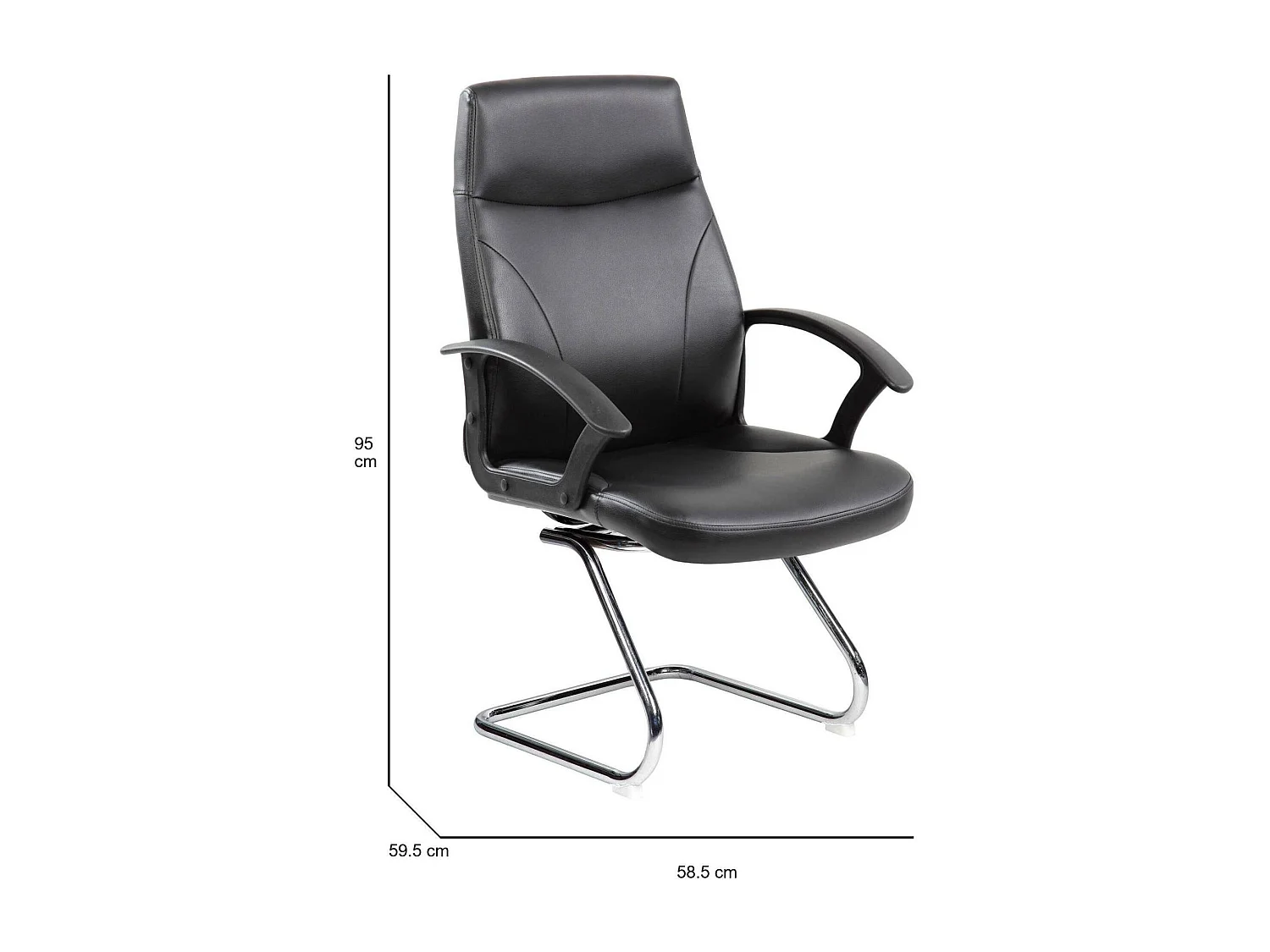 Chaise de bureau Macquarie, Chaise de direction avec accoudoirs, Chaise de bureau ergonomique, Noir, 60x59h95, cm