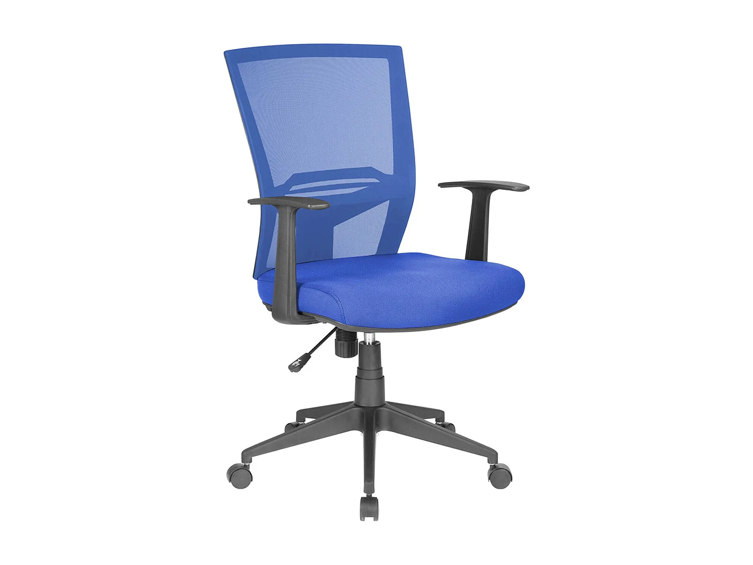 Chaise de bureau Palmerston, Chaise de direction en maille avec accoudoirs, Siège de bureau ergonomique, 59x64h96/106 cm, Bleu