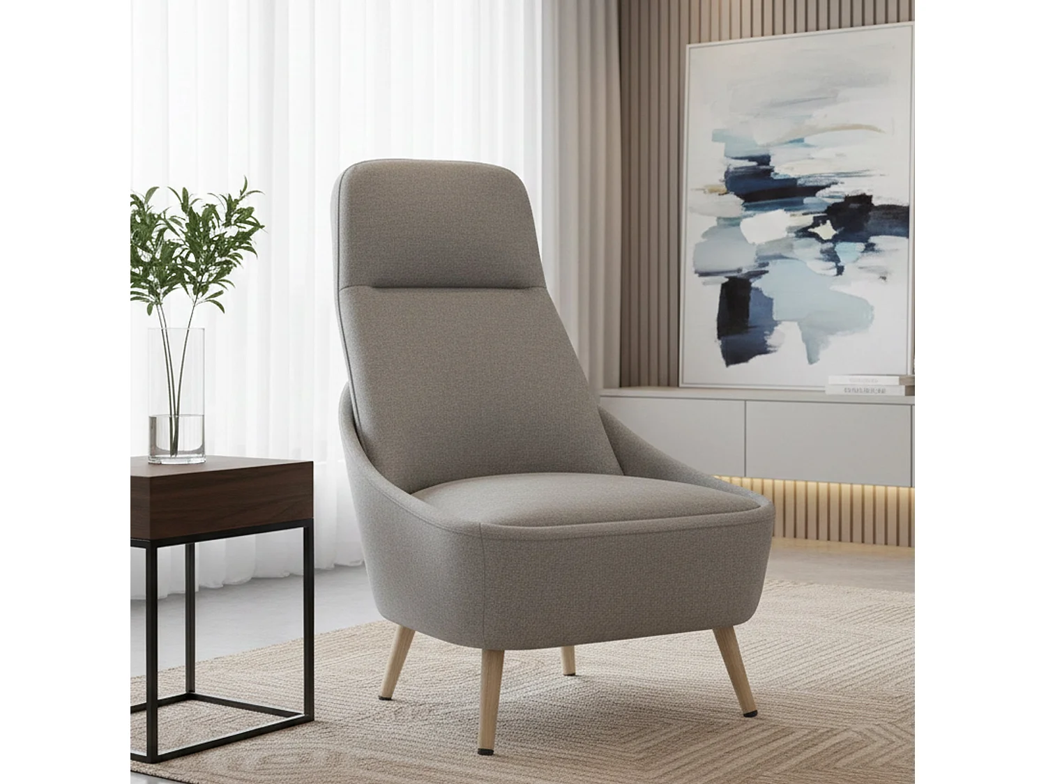 Chaise de bureau Dunedin, Chaise d'attente de bureau, Chaise d'attente ergonomique, 77x65h100 cm, Gris