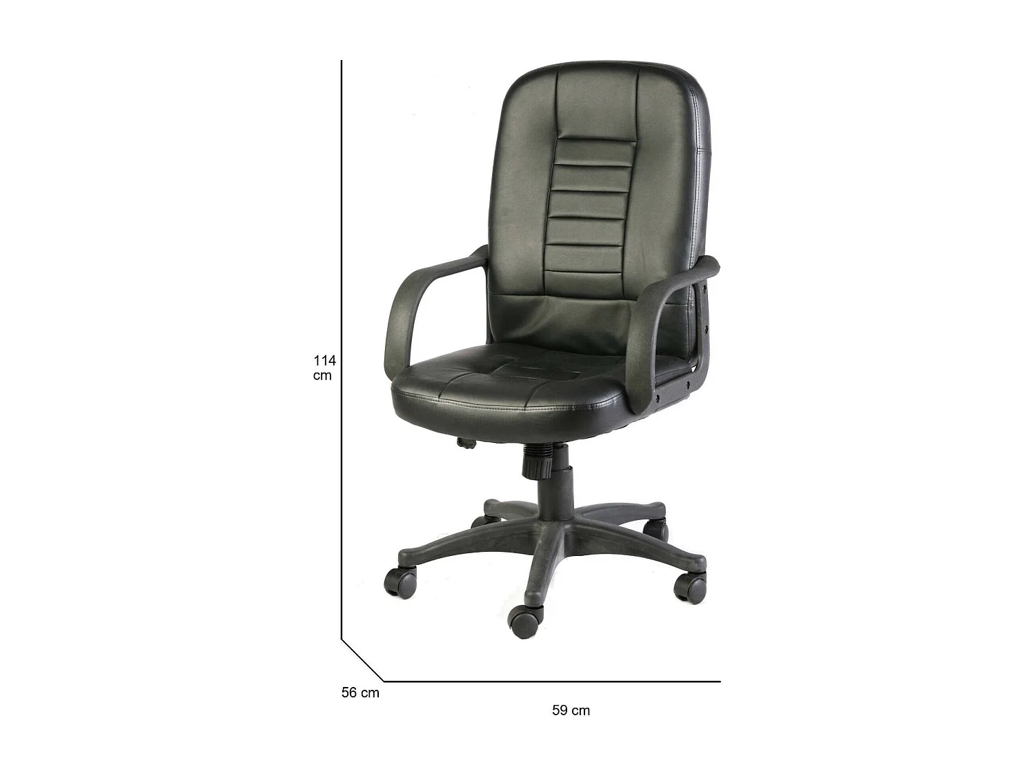 Chaise de bureau Shepparton, Chaise de direction avec accoudoirs, Chaise de bureau ergonomique, Noir, 56x59h104/114 cm