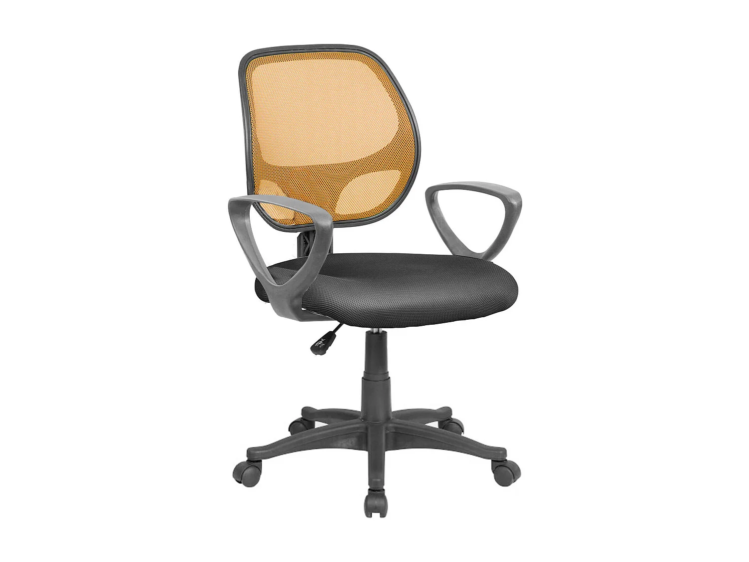 Chaise de bureau Geraldton, Chaise de travail en maille avec accoudoirs, Siège de bureau ergonomique, 56x57h88/100 cm, Noir et Orange