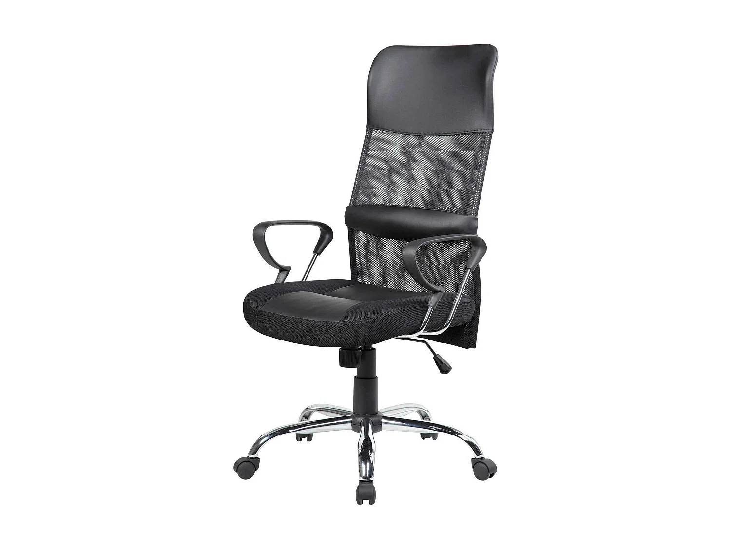 Bürostuhl Bay, Präsidentensessel mit Armlehnen, Ergonomischer Bürostuhl, 56x61h111/121 cm, Schwarz