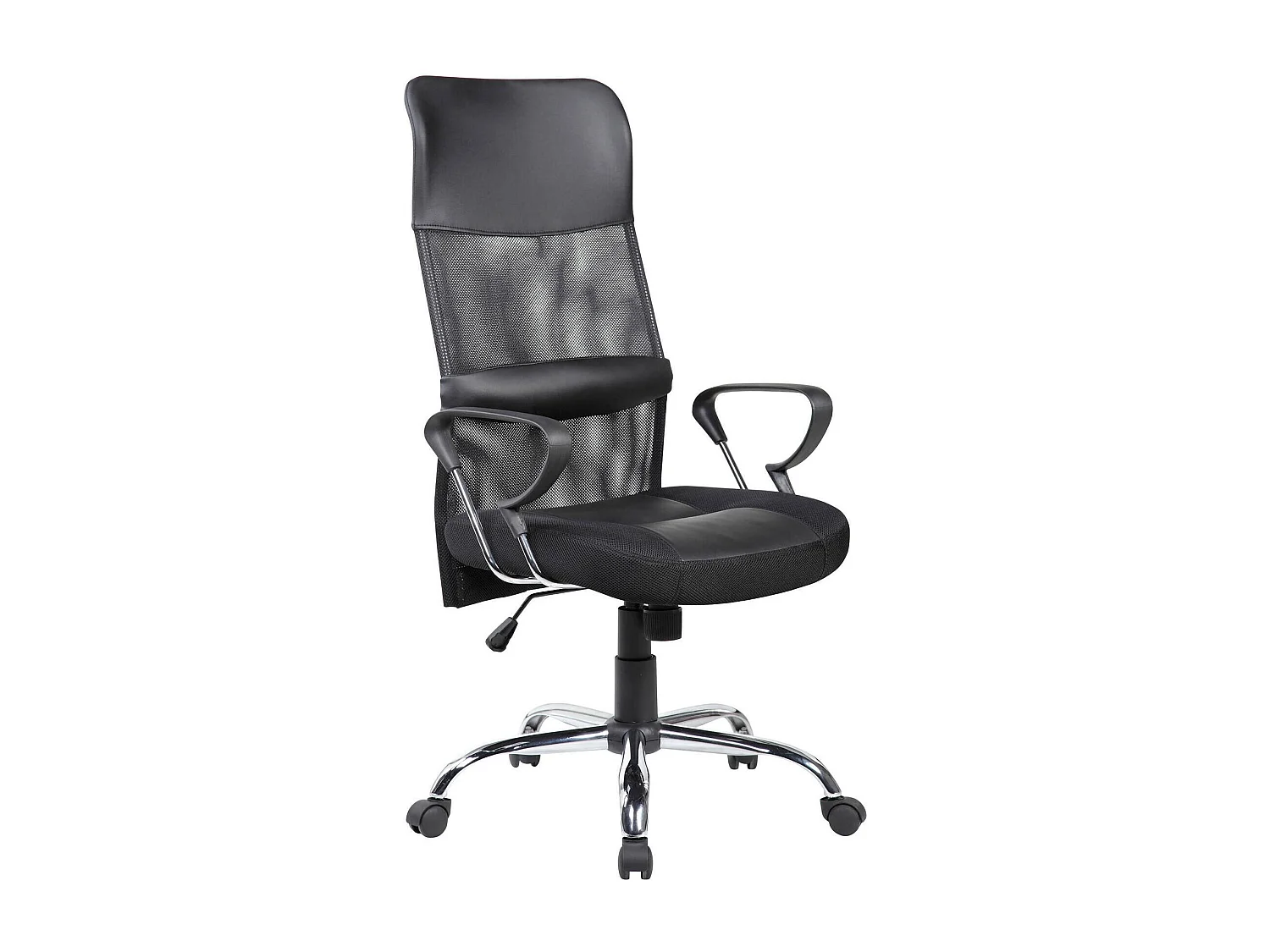 Cadeira de escritório bay, Poltrona presidencial com braços, Cadeira de escritório ergonômica, 56x61h111/121 cm, Preto