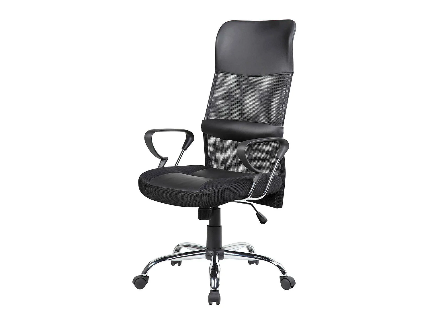 Cadeira de escritório bay, Poltrona presidencial com braços, Cadeira de escritório ergonômica, 56x61h111/121 cm, Preto