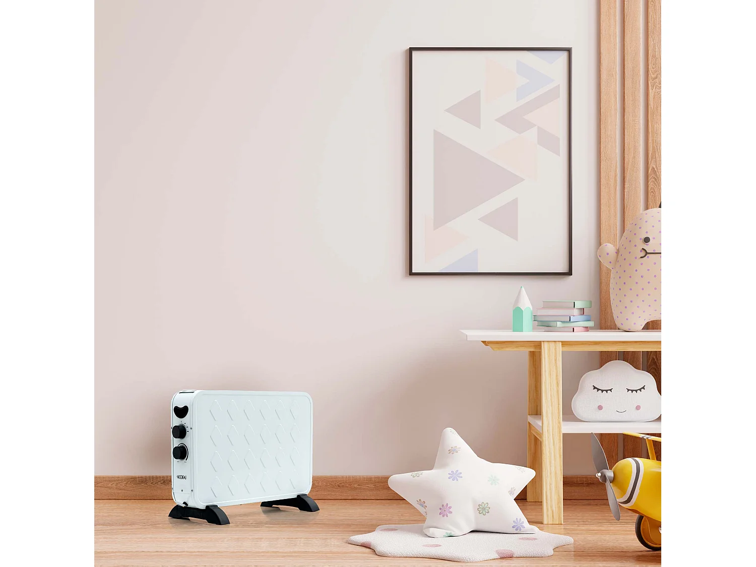 Calefactor Eléctrico para Interior 2000W Kekai Slim 58,5x25x40,8 cm con Termostato y 3 Niveles de Potencia