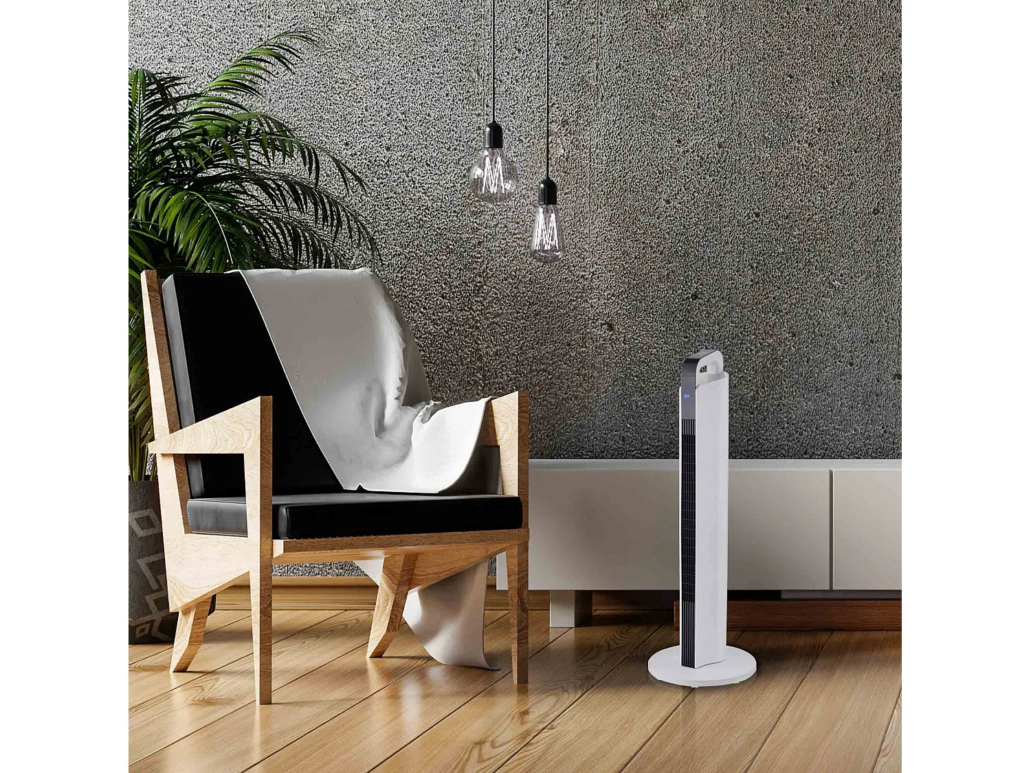 Calefactor Cerámico Oscilante 2000W Kekai Torre Touch Screen 31x31x89 cm con Mando Incluido