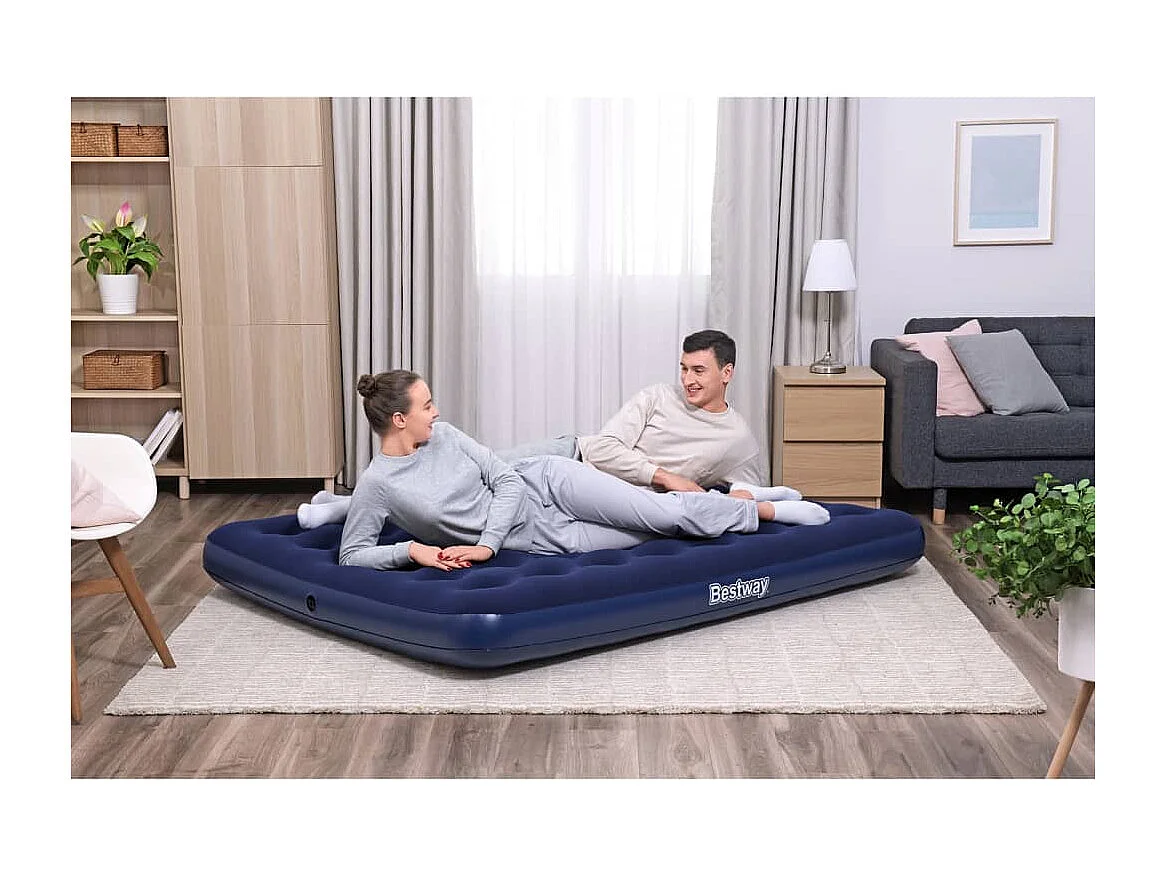Lit gonflable floqué 203 x 152 x 22 cm 67003