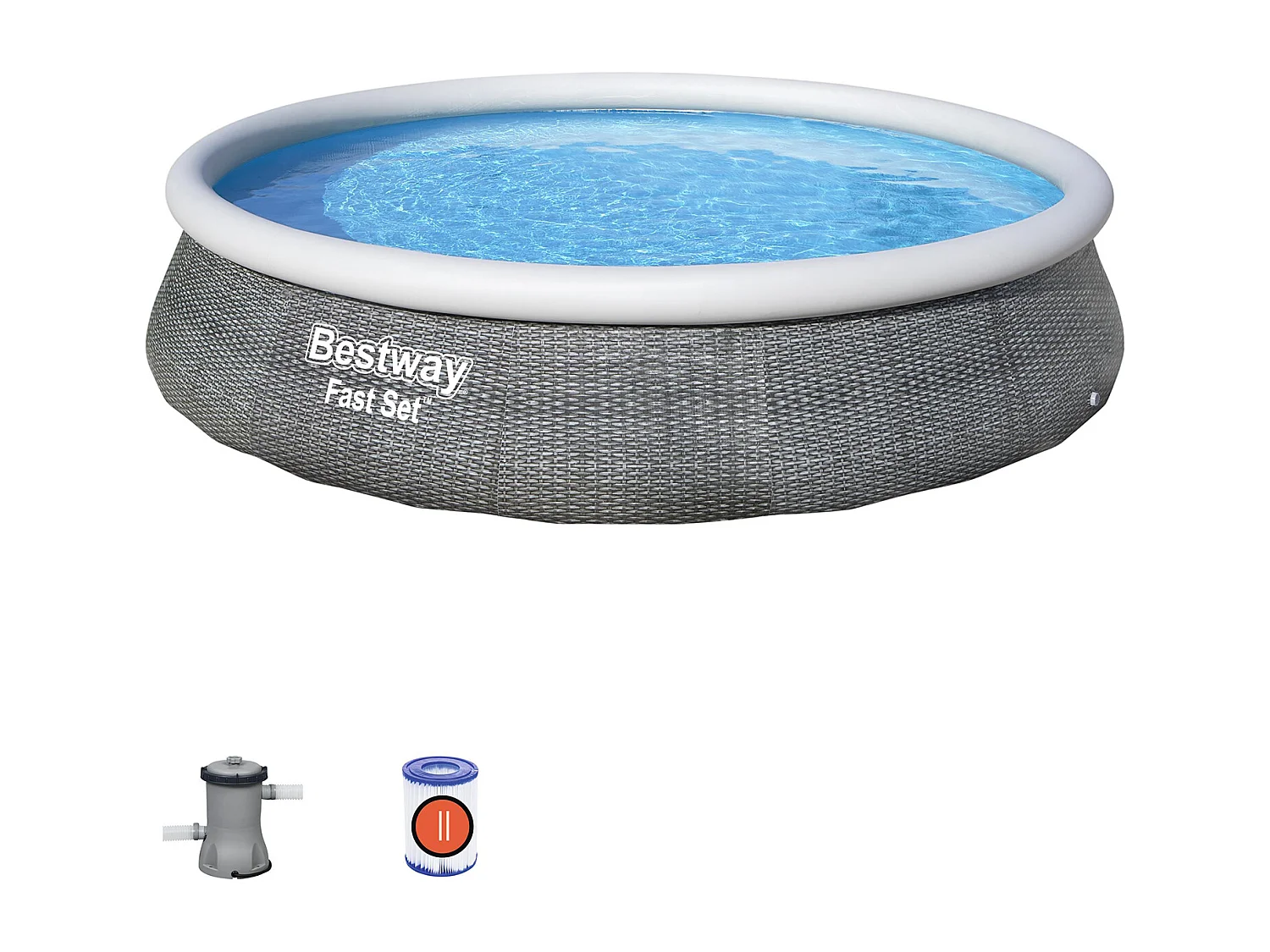 Piscina Fuori Terra Bestway Fast Set Rattan 396x84 cm Pompa Filtro a Cartuccia 2.006 litri/ora