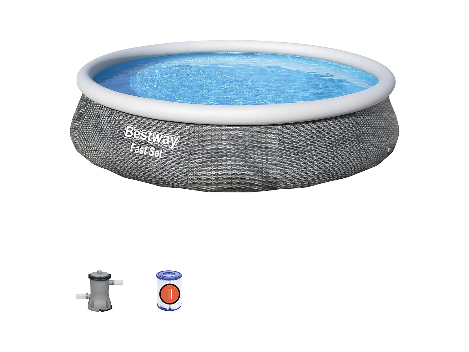 Piscine Démontable Bestway Fast Set Rotin 396x84 cm Filtre à Cartouche 2.006 litres/heure