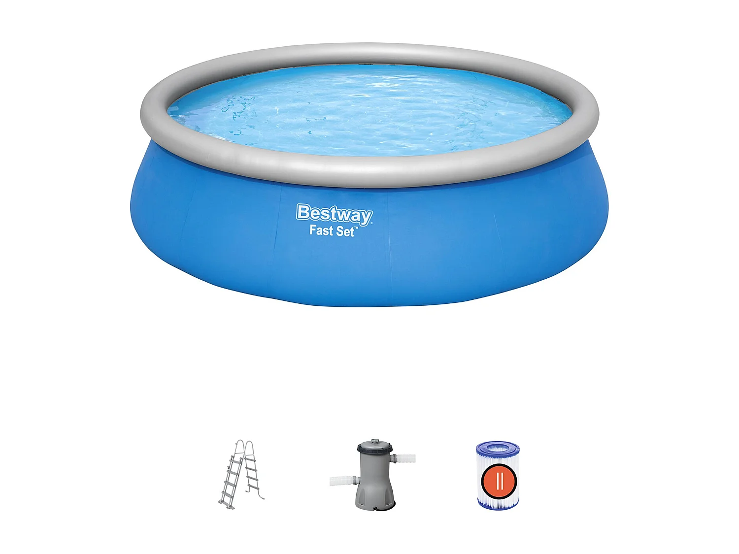 Piscine Gonflable Fast Set Bestway  457x122 cm Épurateur à Cartouche de 3 028 L/H comprend une Échelle.
