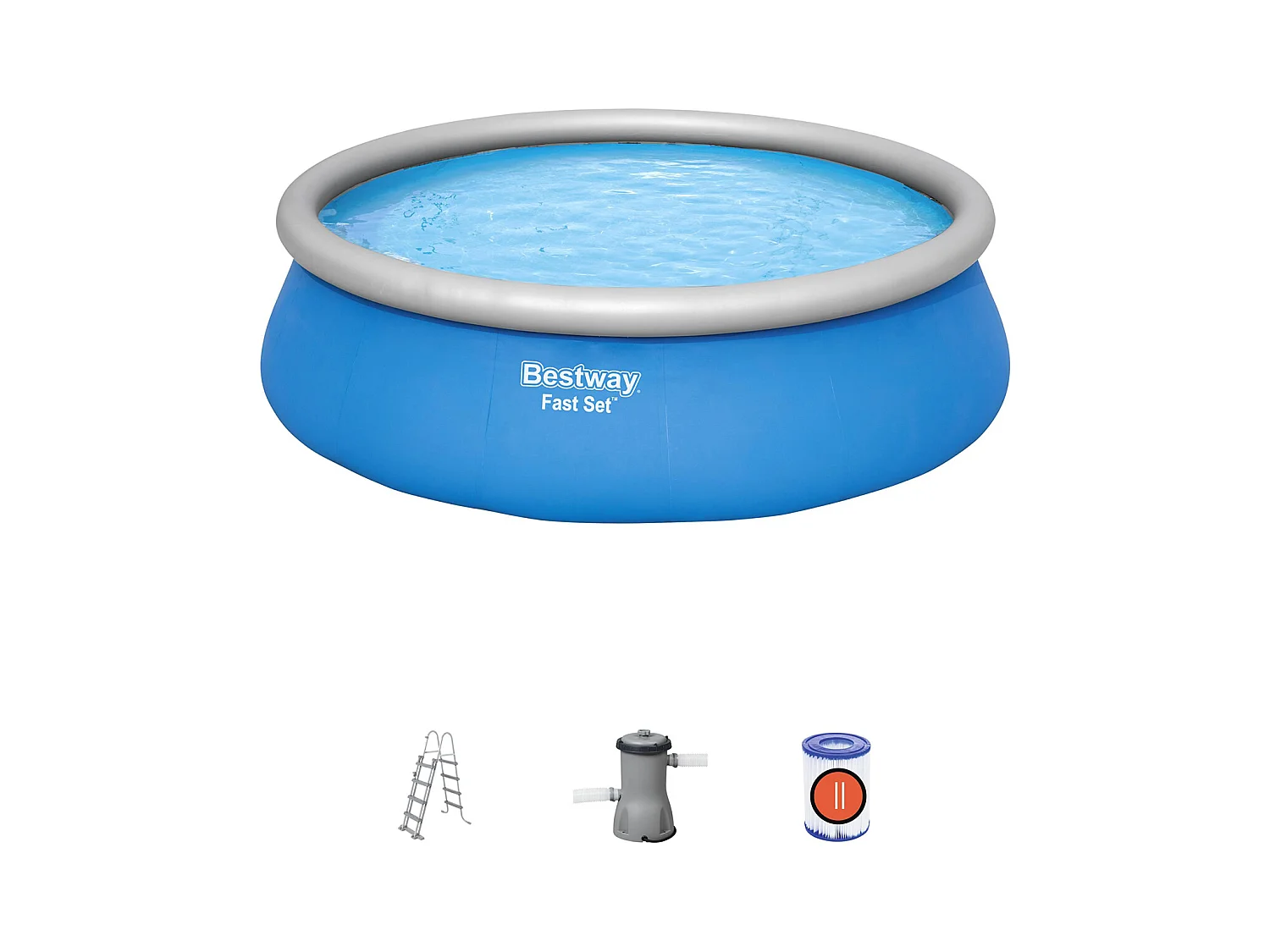 Piscine Gonflable Fast Set Bestway  457x122 cm Épurateur à Cartouche de 3 028 L/H comprend une Échelle.