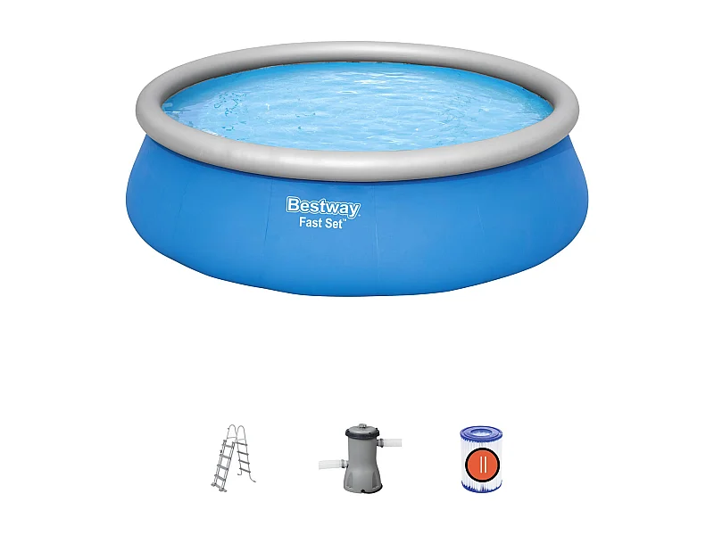Piscine Gonflable Fast Set Bestway  457x122 cm Épurateur à Cartouche de 3 028 L/H comprend une Échelle.