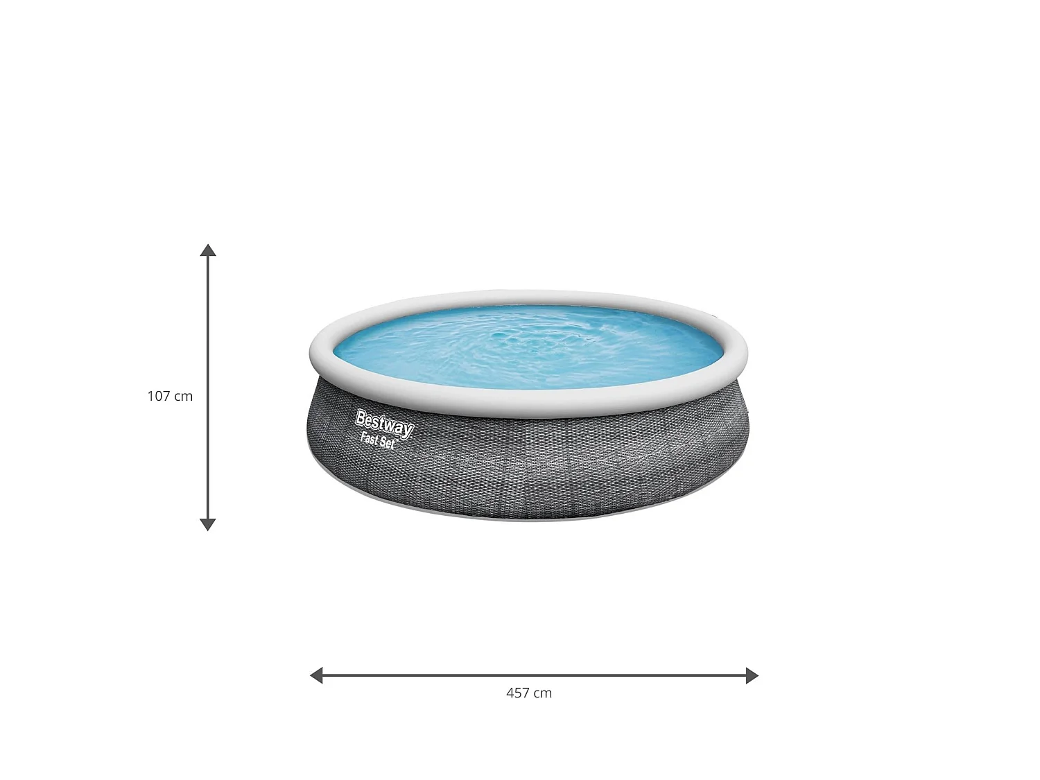 Piscina Gonfiabile Fast Set Bestway Rattan 457x107 cm con Pompa a Cartuccia 2.006 L/H e Scaletta