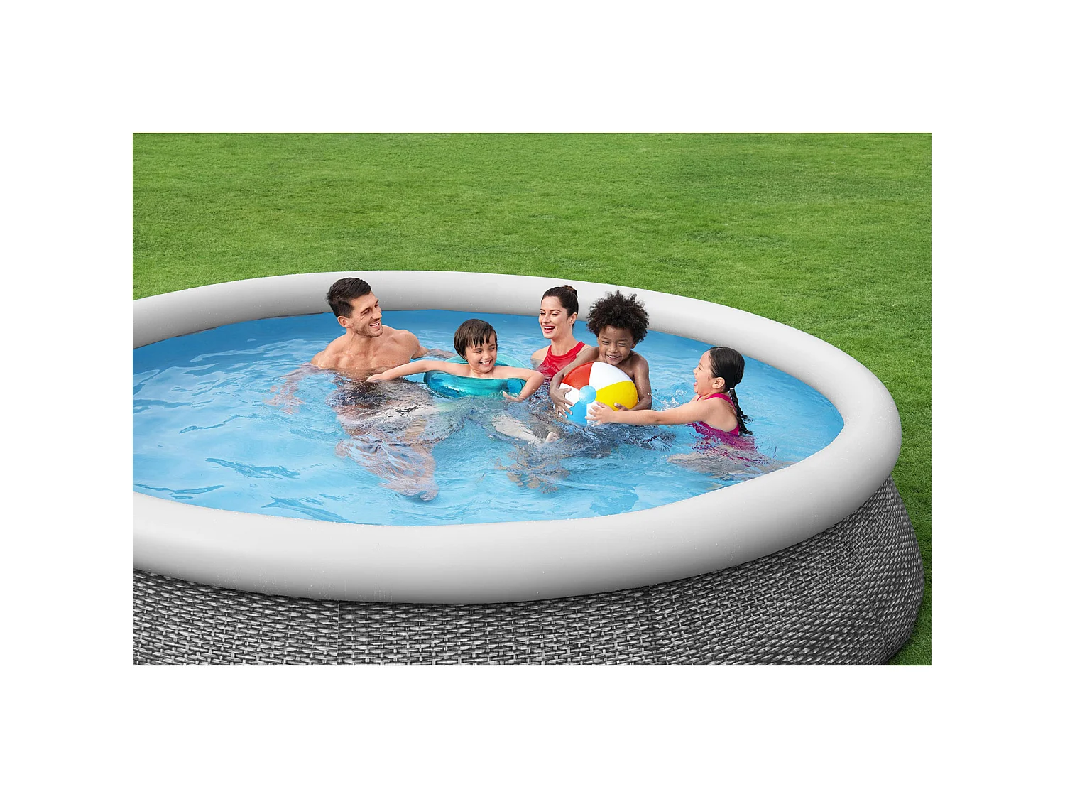 Piscine Gonflable pour Enfants Bestway Fast Set Design Rotin Ø366x76 cm avec Épurateur à Cartouche de 1.249 l/h