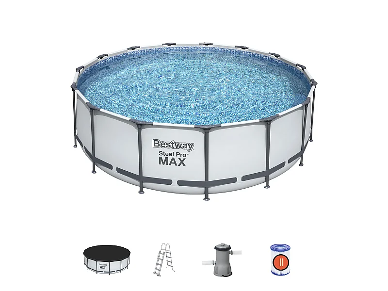 Piscine Hors-sol Tubulaire Bestway Steel Pro Max 457x122 cm Épurateur à Cartouche de 3 028 L/H Bâche et Échelle