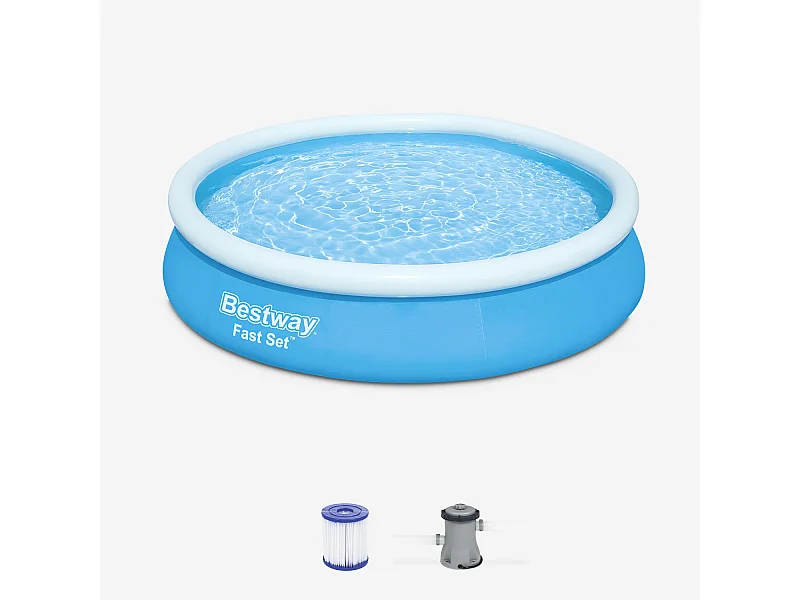 Piscine gonflable bleue autoportante BESTWAY – Jade  ⌀ 360 x 76 cm - piscine hors sol autostable ronde avec filtre à cartouche et 1 cartouche incluse