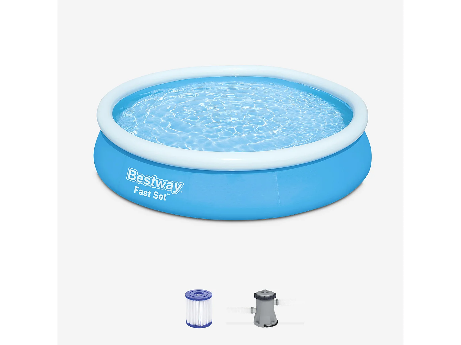 Piscina gonfilable rotonda con accessori, 3.6m, blu
