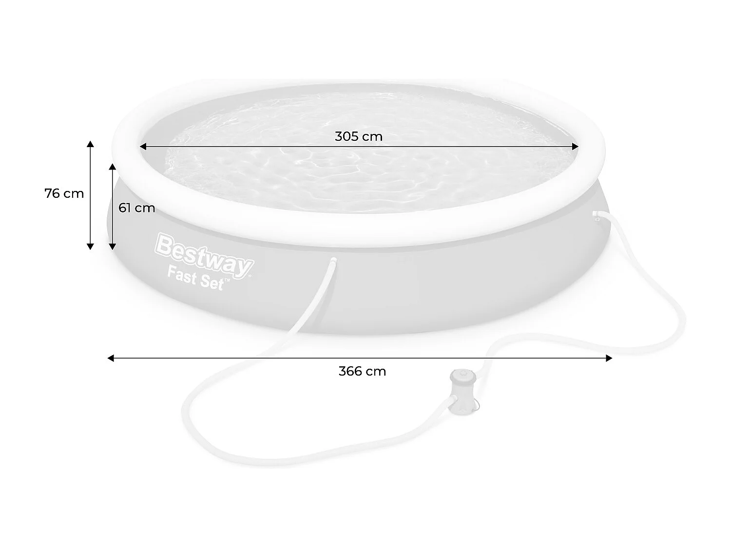 Piscina gonfilable rotonda con accessori, 3.6m, blu