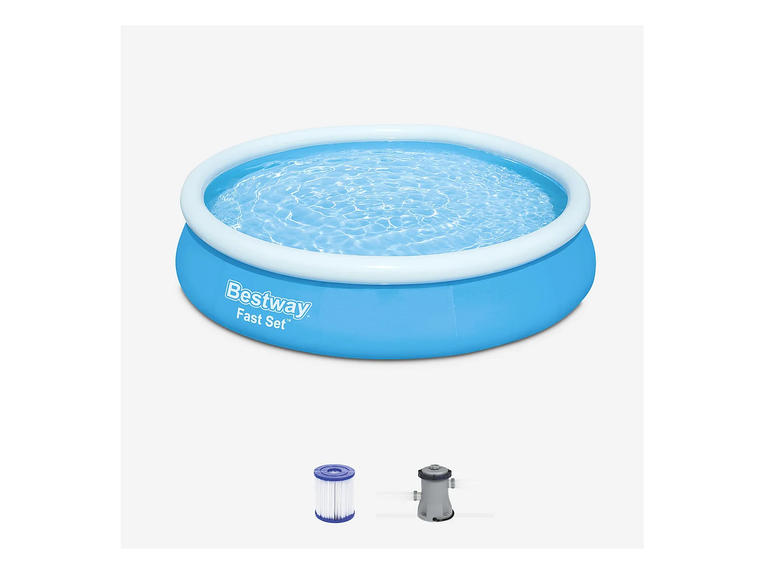Piscine gonflable bleue autoportante BESTWAY – Jade  ⌀ 360 x 76 cm - piscine hors sol autostable ronde avec filtre à cartouche et 1 cartouche incluse