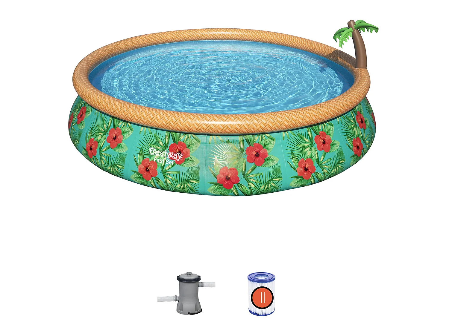 Piscina Hinchable Fast Set Bestway Paradise Palms 457x84 cm con Depuradora Cartucho 2.006 L/H