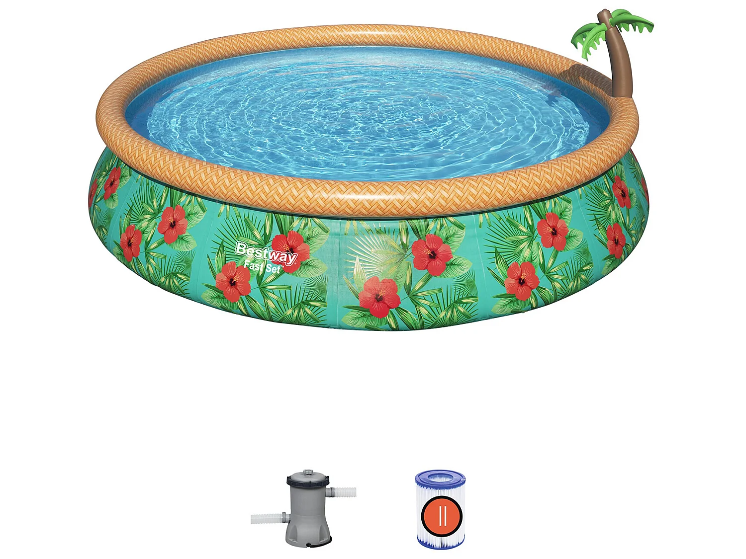 Piscine Gonflable Fast Set Bestway Paradise Palms 457x84 cm Épurateur à Cartouche de 2 006 L/H