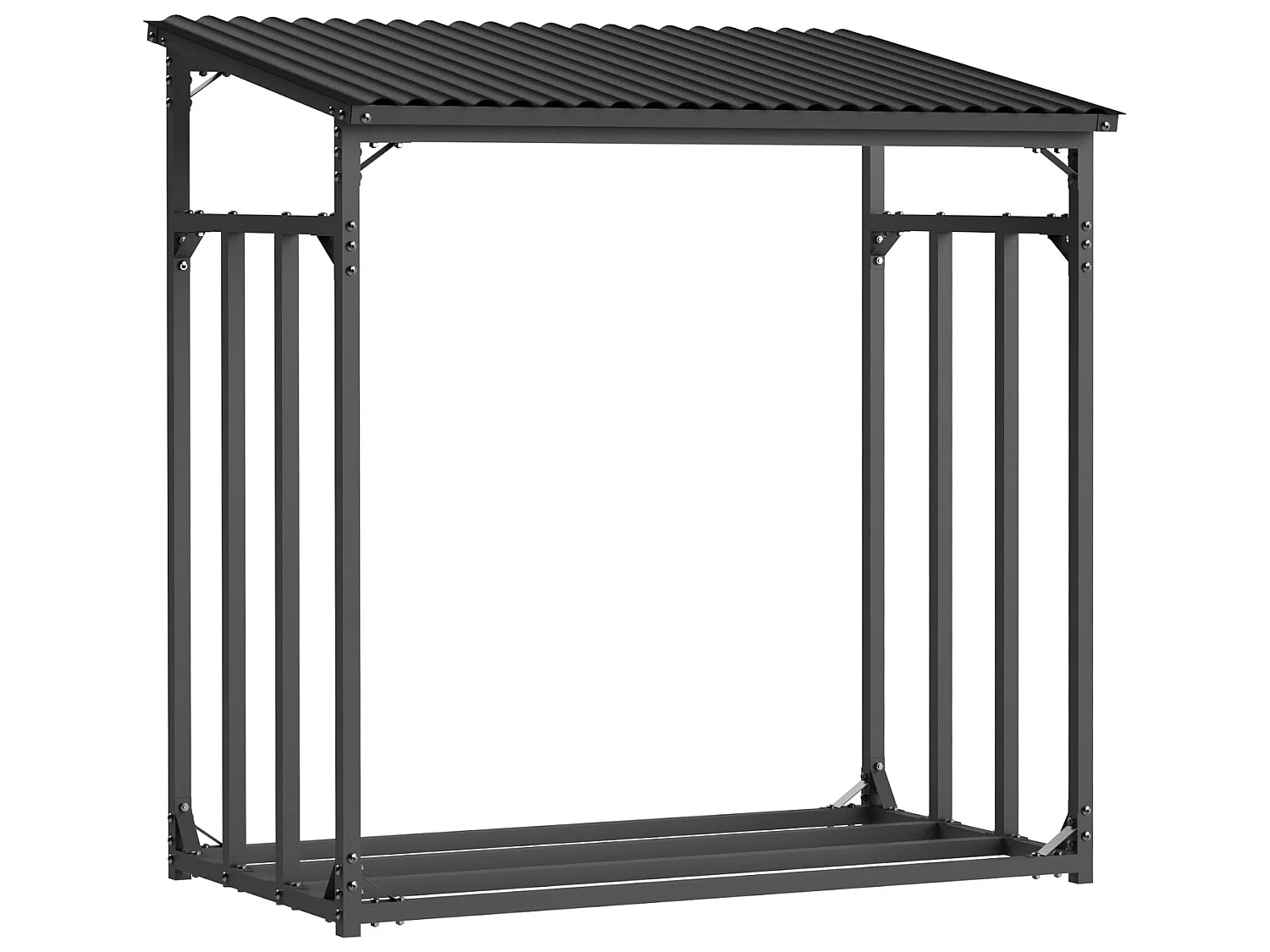 Abri à Bûches Extérieur Gardiun Wood Shed I 143x70x145cm Acier Galvanisé avec Couverture Imperméable, Bâche et Support Inférieur