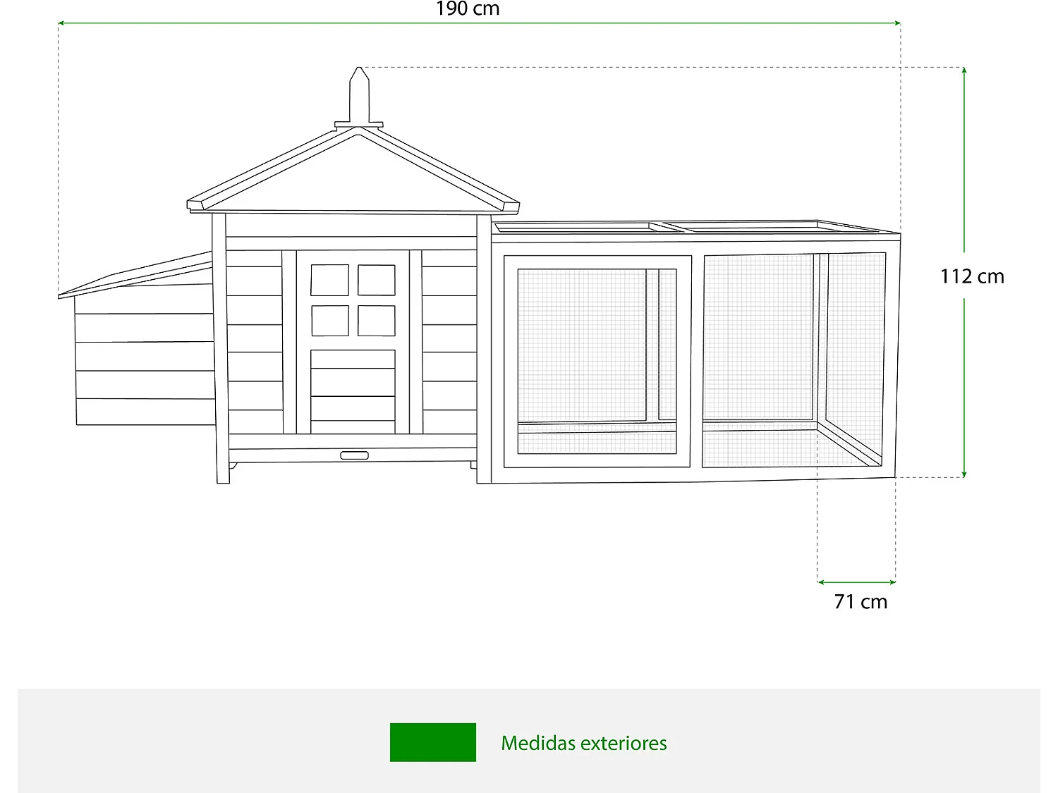 Pollaio in Legno e Metallo Zincato Gardiun Indiana 73x196x99 cm per 2 Galline con Rampa e Due Posatoi Tetto a 4 Falde