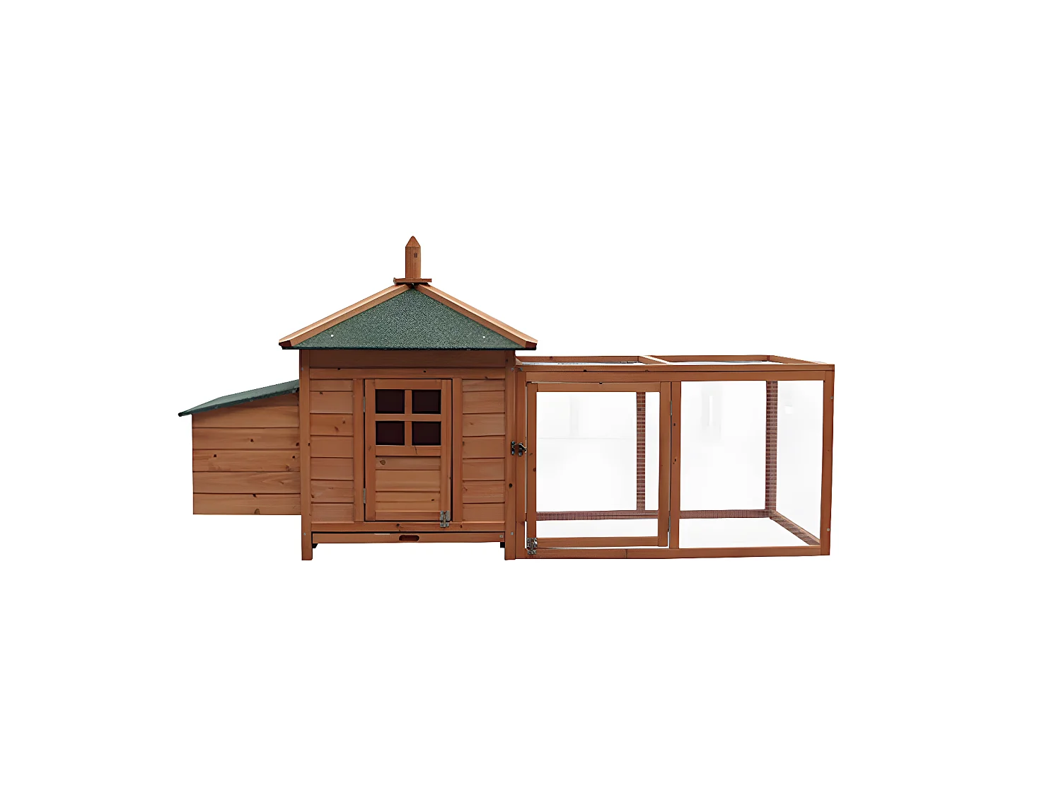 Gallinero de Madera y Metal Galvanizado Gardiun Indiana 73x196x99 cm para 2 Gallinas con Rampa y Dos Perchas Tejado a 4 Aguas