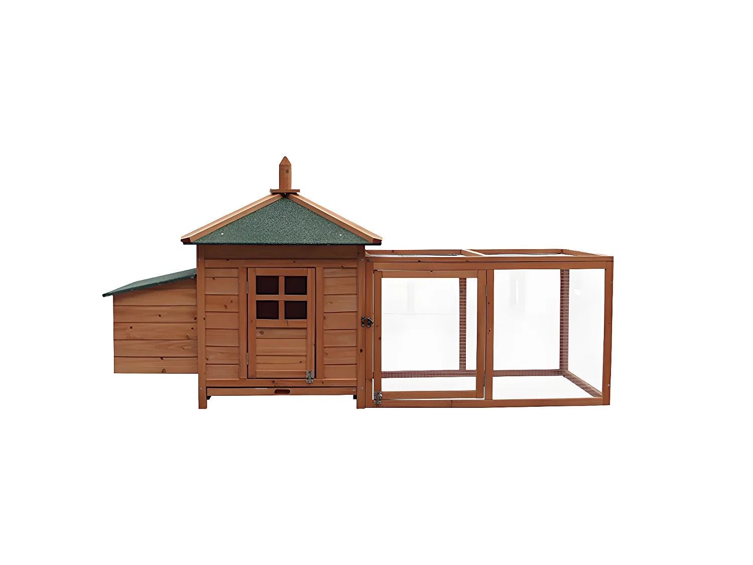 Poulailler en Bois et Métal Galvanisé Gardiun Indiana 73x196x99 cm pour 2 Poules Rampe et Deux Perchoirs Toit à 4 Pentes