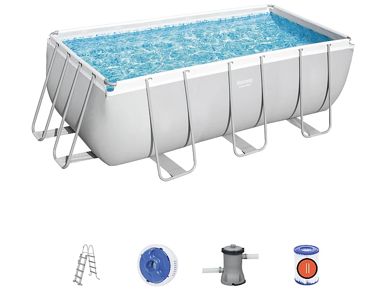 Piscine Hors-sol Tubulaire Bestway Power Steel 412x201x122 cm Épurateur à Cartouche de 2 006 L/H Échelle