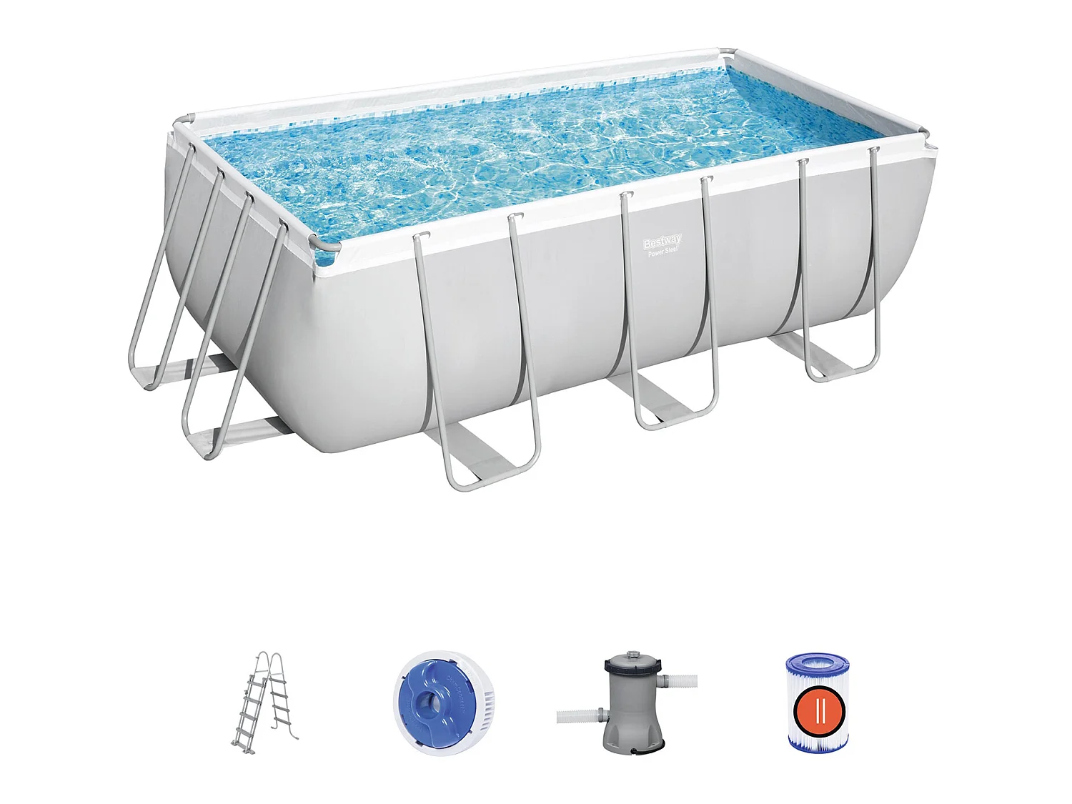 Piscine Hors-sol Tubulaire Bestway Power Steel 412x201x122 cm Épurateur à Cartouche de 2 006 L/H Échelle