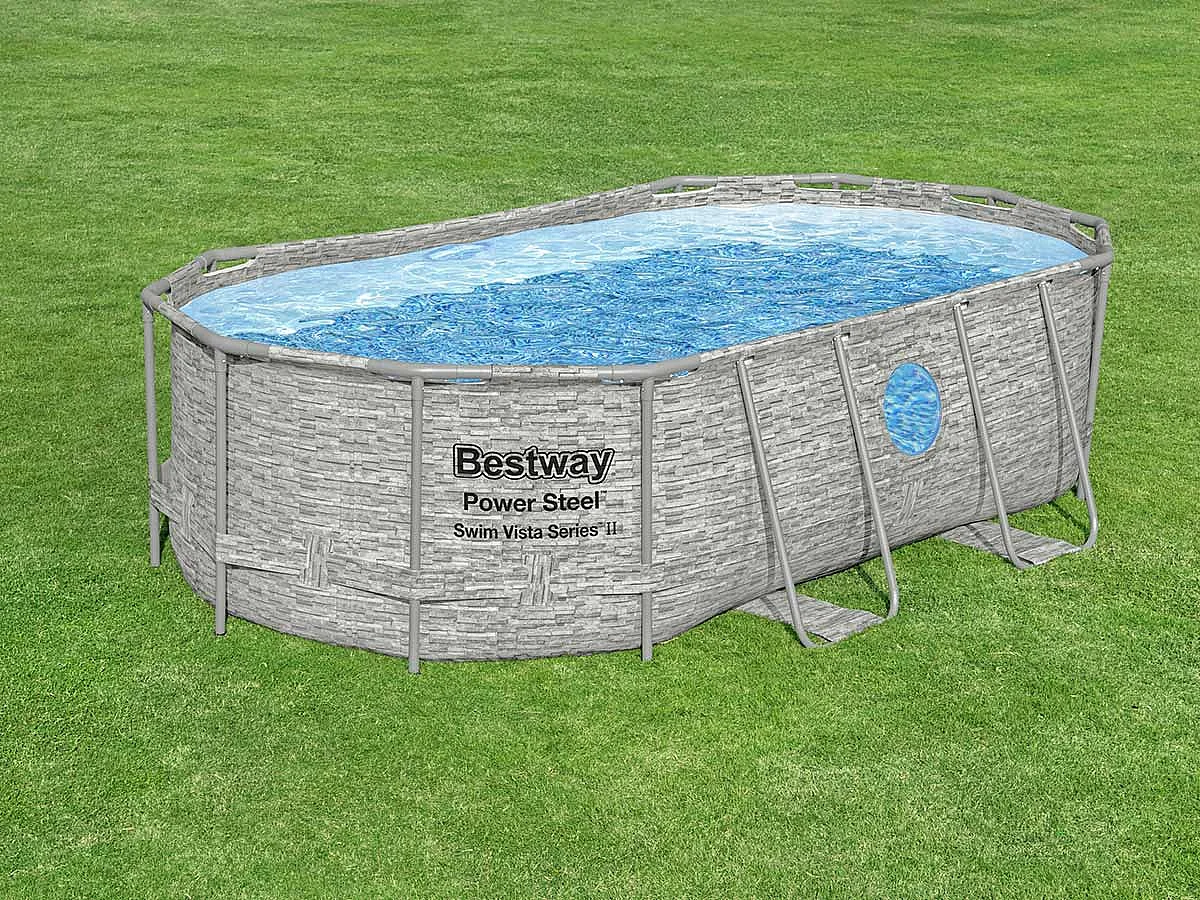 Piscine tubulaire Power Steel SwimVista avec hublots ovale 4,27 x 2,50 x 1,00 m - Bestway
