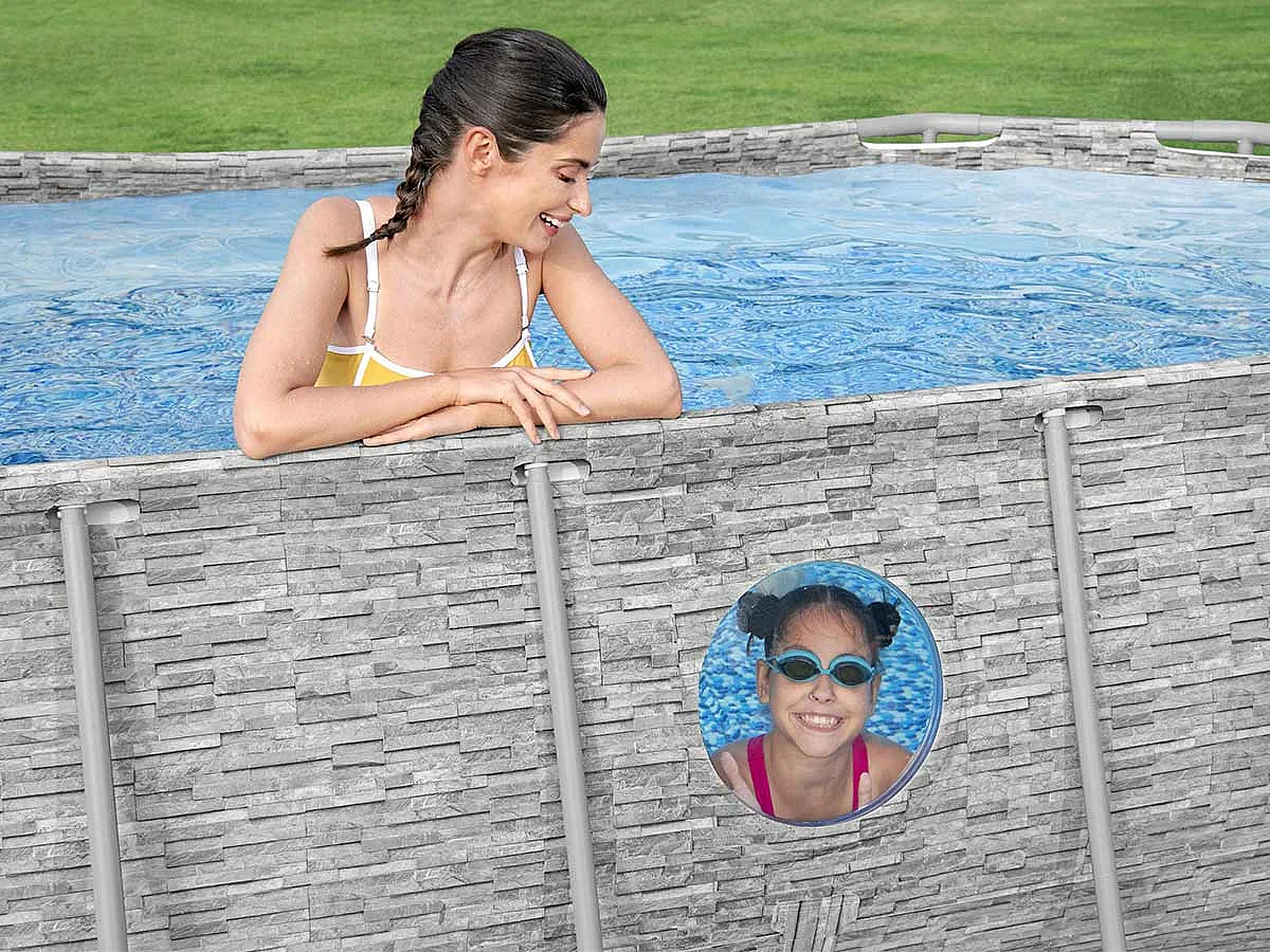 Piscine tubulaire Power Steel SwimVista avec hublots ovale 4,27 x 2,50 x 1,00 m - Bestway