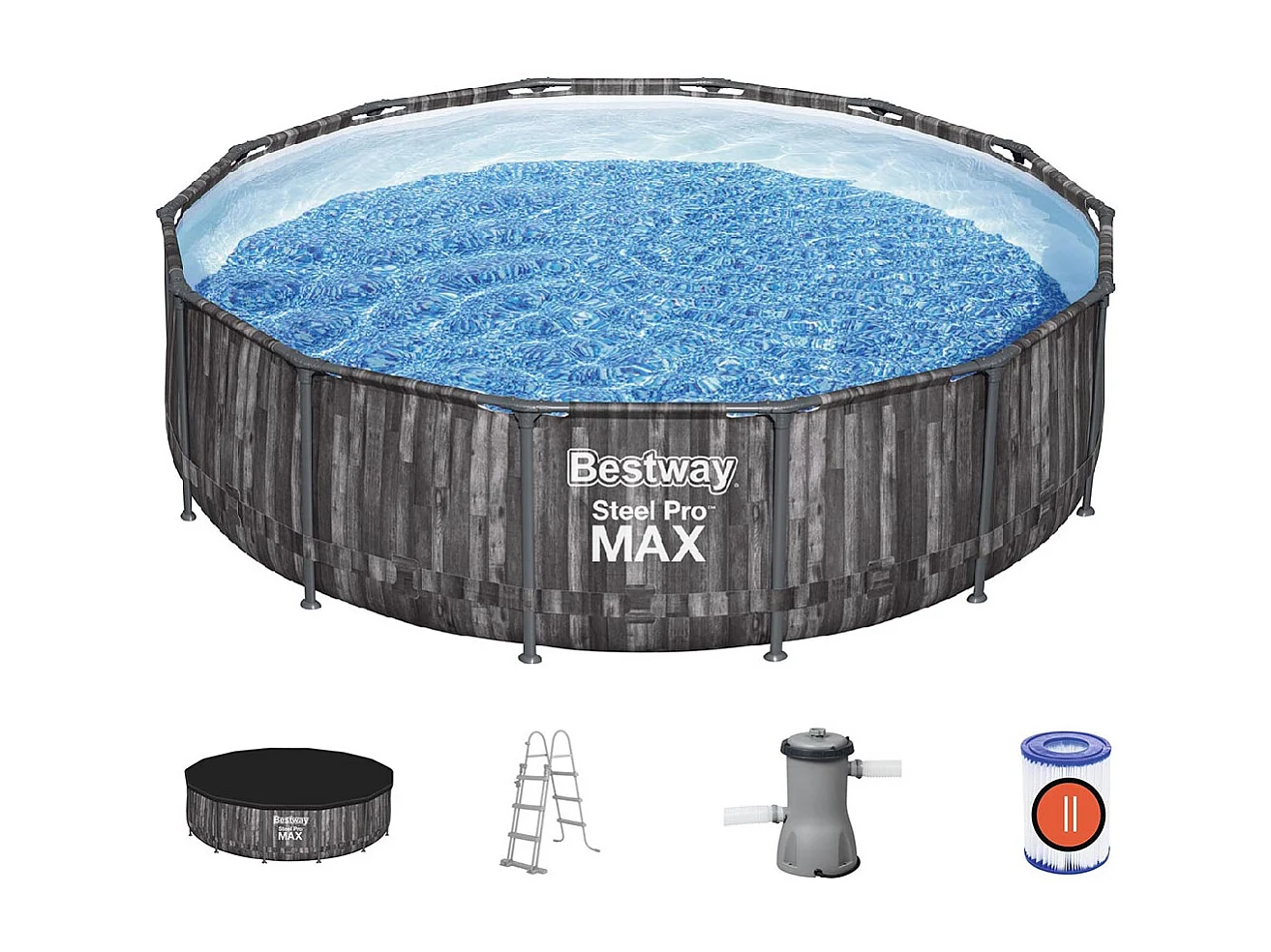 Piscine tubulaire Steel Pro Max décor bois ronde 4,27 x 1,07 m - Bestway