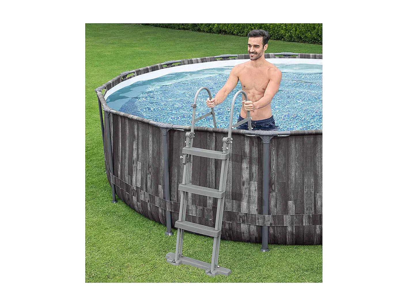 Piscine tubulaire Steel Pro Max décor bois ronde 4,27 x 1,07 m - Bestway