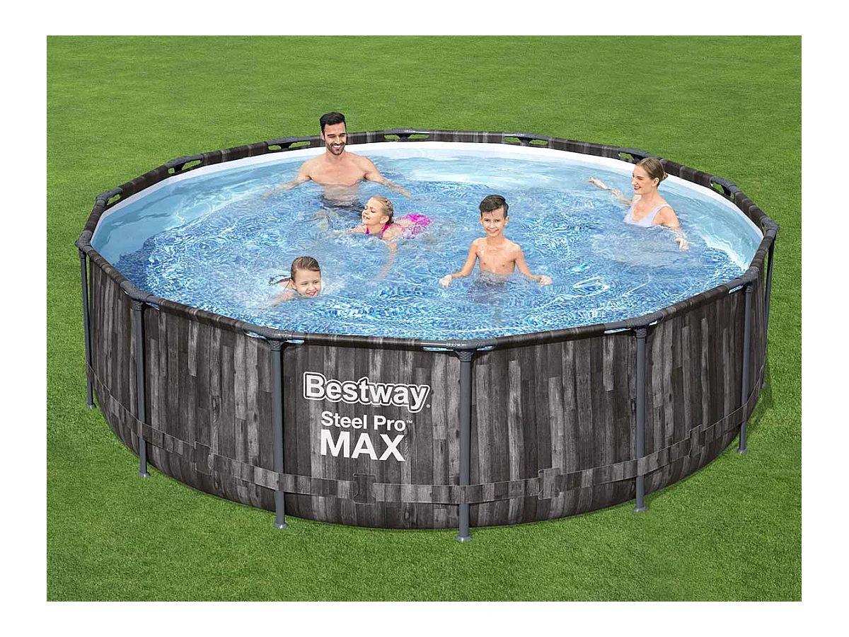 Piscine tubulaire Steel Pro Max décor bois ronde 4,27 x 1,07 m - Bestway